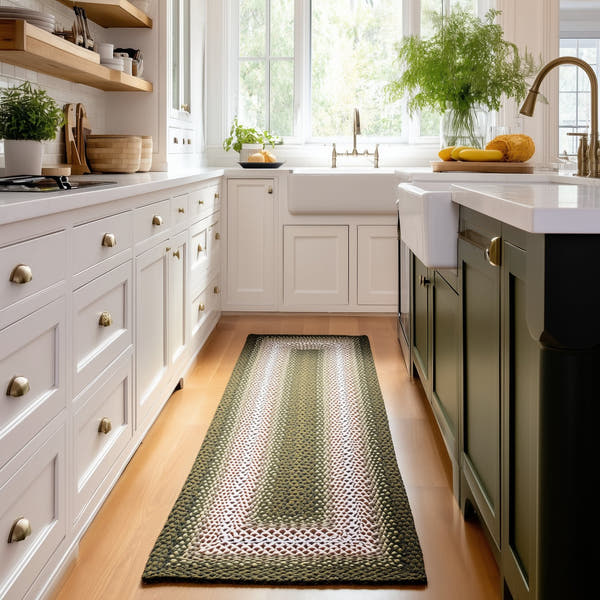 Green Plymouth Collection braided rug 2' x 6' Rectangle Runner #size_2' x 6' Rectangle Runner