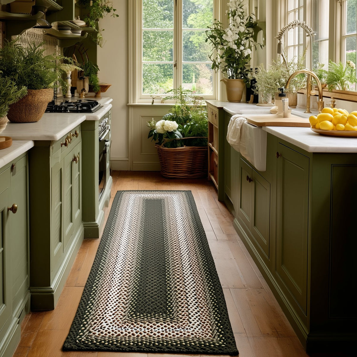 Green Plymouth Collection braided rug 2' x 6' Rectangle Runner #size_2' x 6' Rectangle Runner