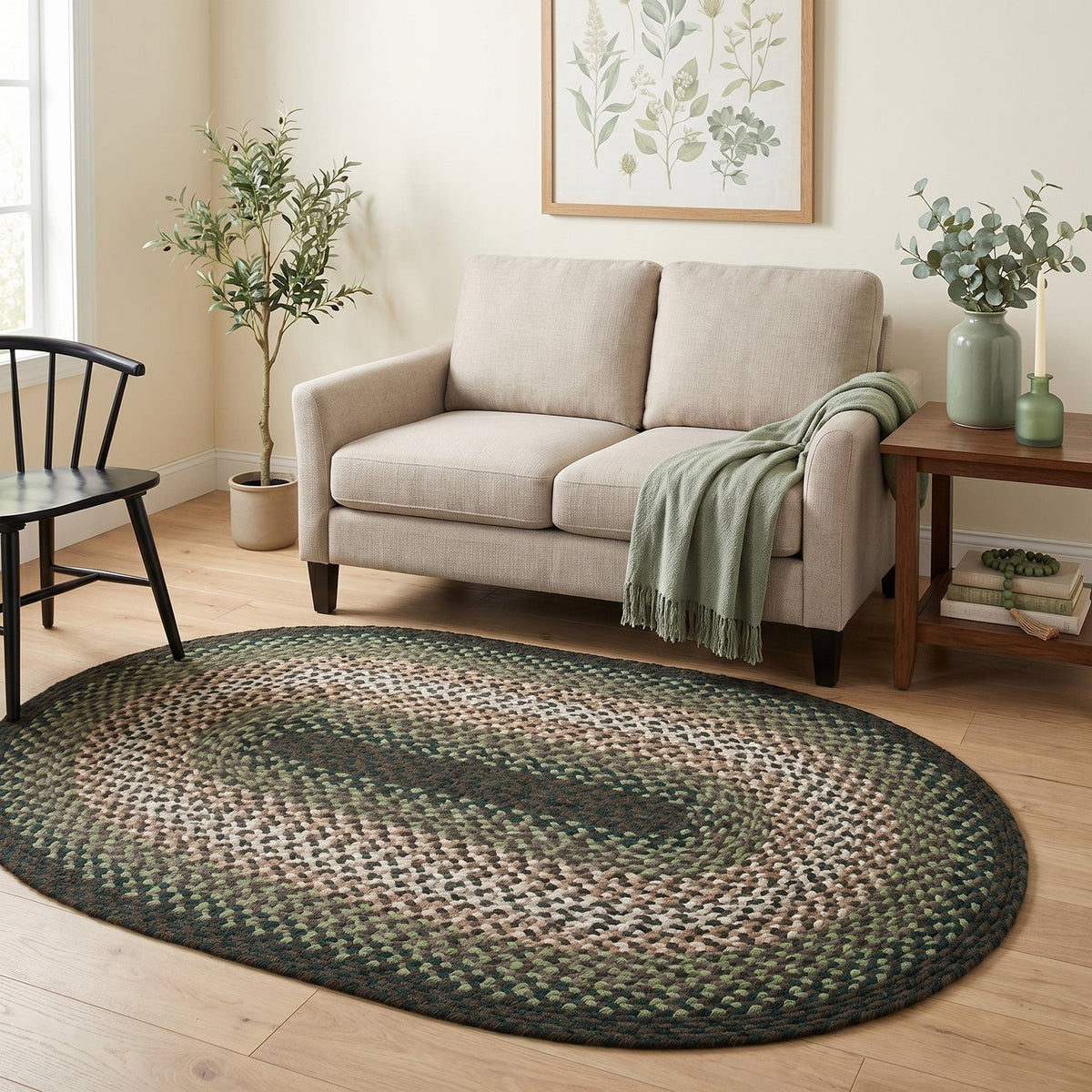 Green Plymouth Collection braided rug 4' x 6' Oval #size_4' x 6' Oval