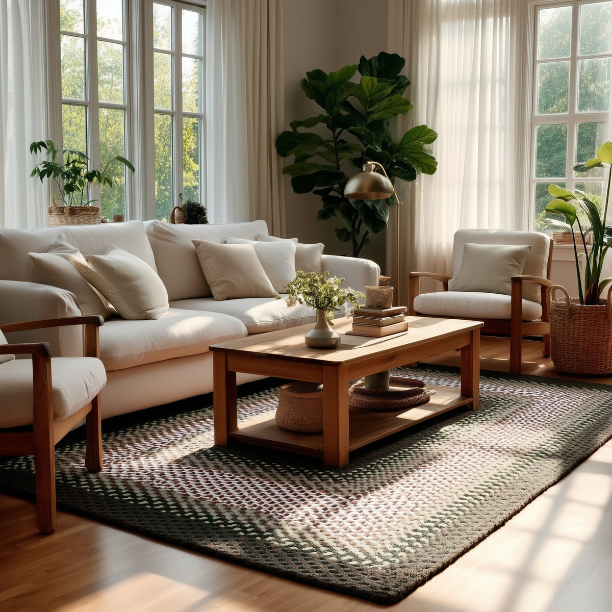 Green Plymouth Collection braided rug 7' x 9' Rectangle #size_7' x 9' Rectangle