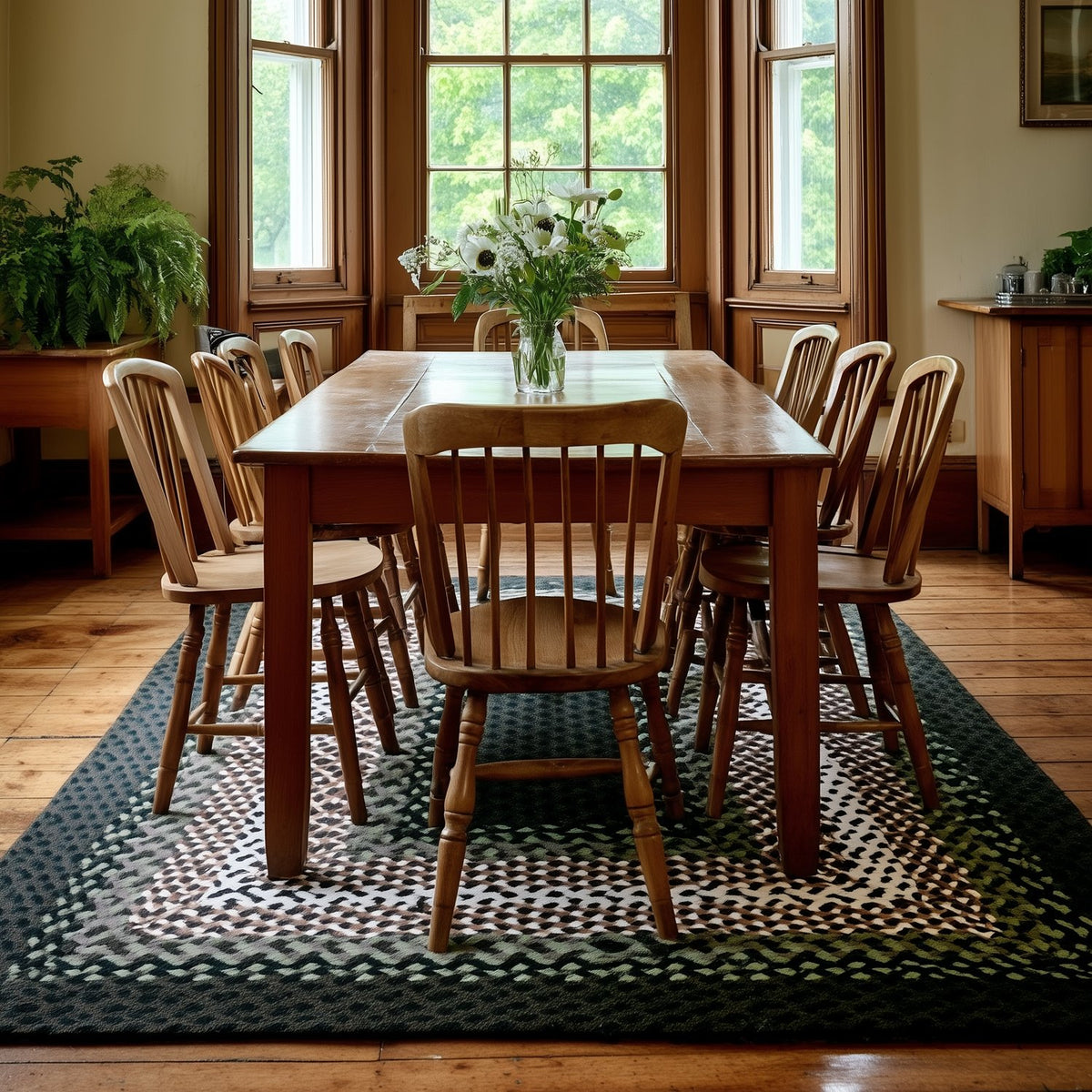 Green Plymouth Collection braided rug 7' x 9' Rectangle #size_7' x 9' Rectangle
