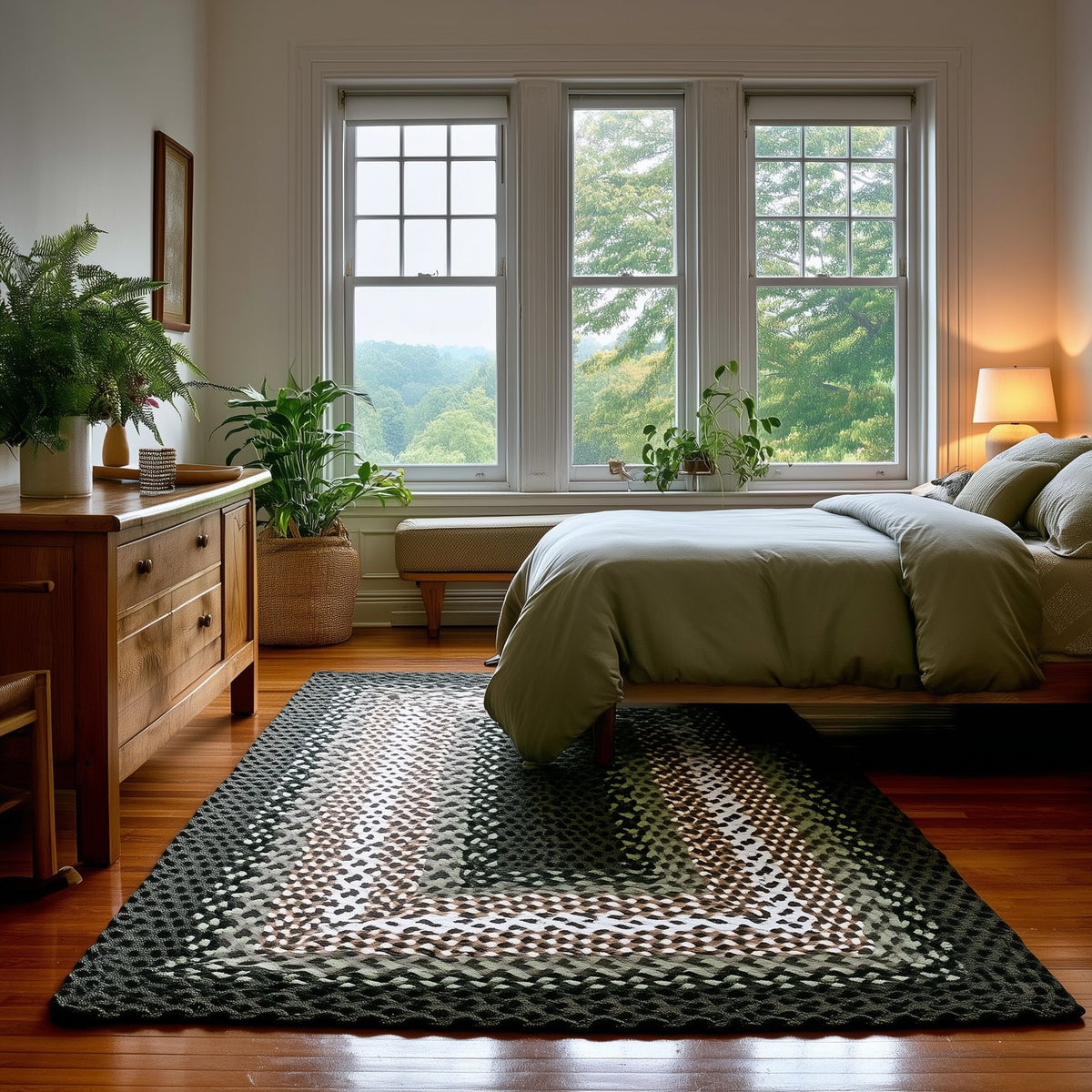 Green Plymouth Collection braided rug 7' x 9' Rectangle #size_7' x 9' Rectangle