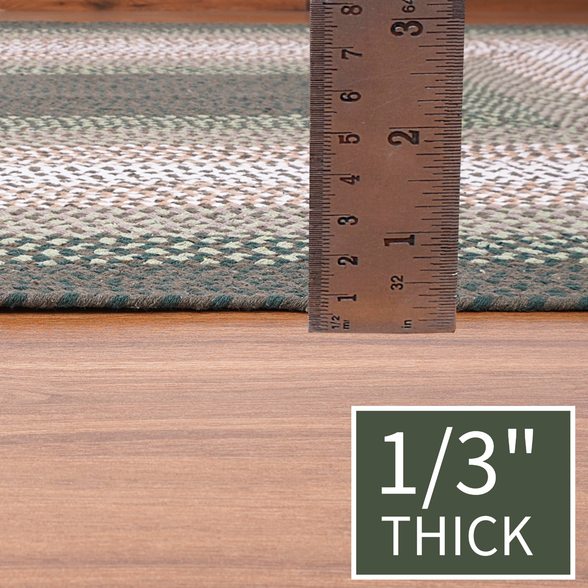 Green Charming Braided Rug for Farmhouse Living Rooms and Bedroom