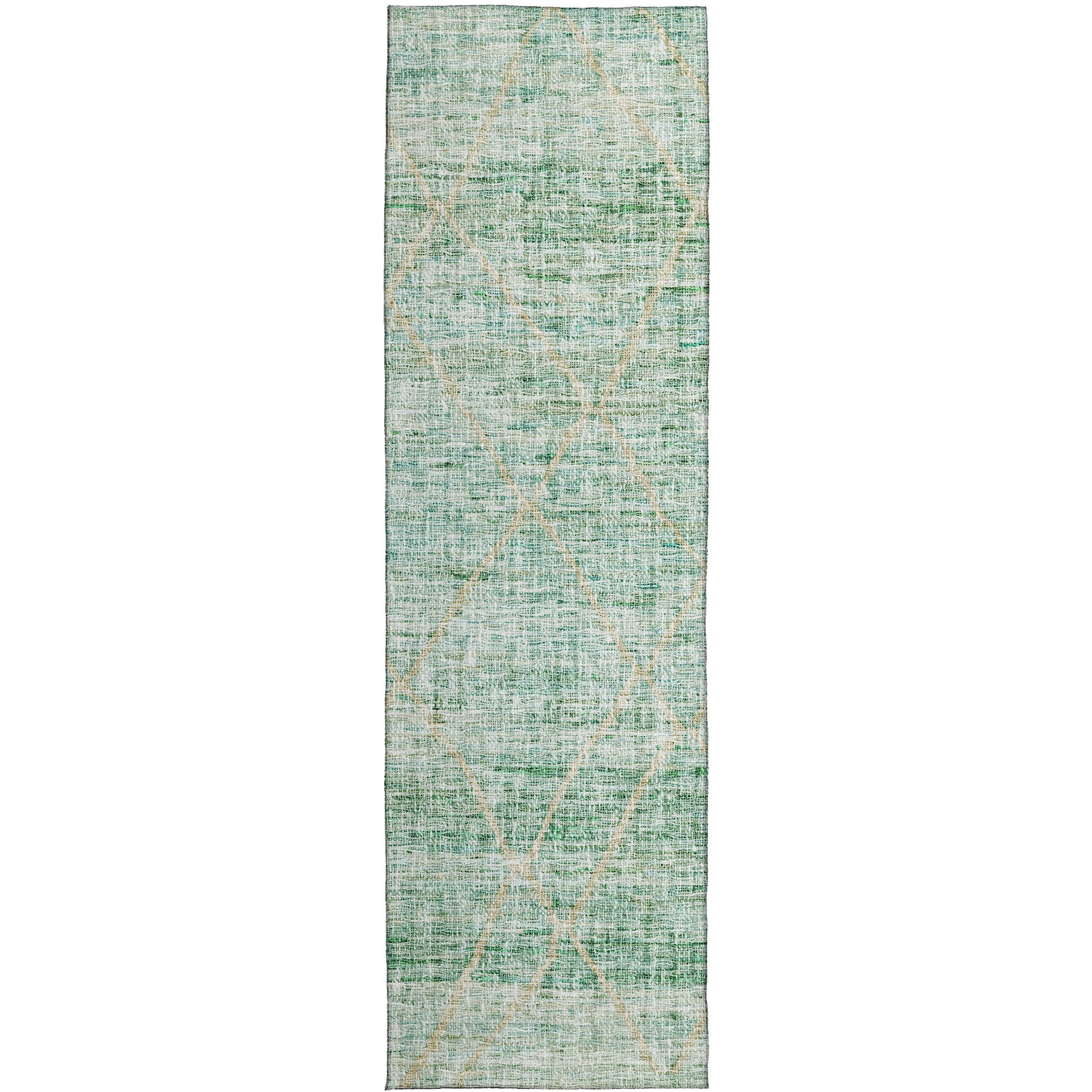 Luxury Washable Indoor/Outdoor Transitional PO1 Aloe Green Rug 2'3" x 7'6" #shape_Runner