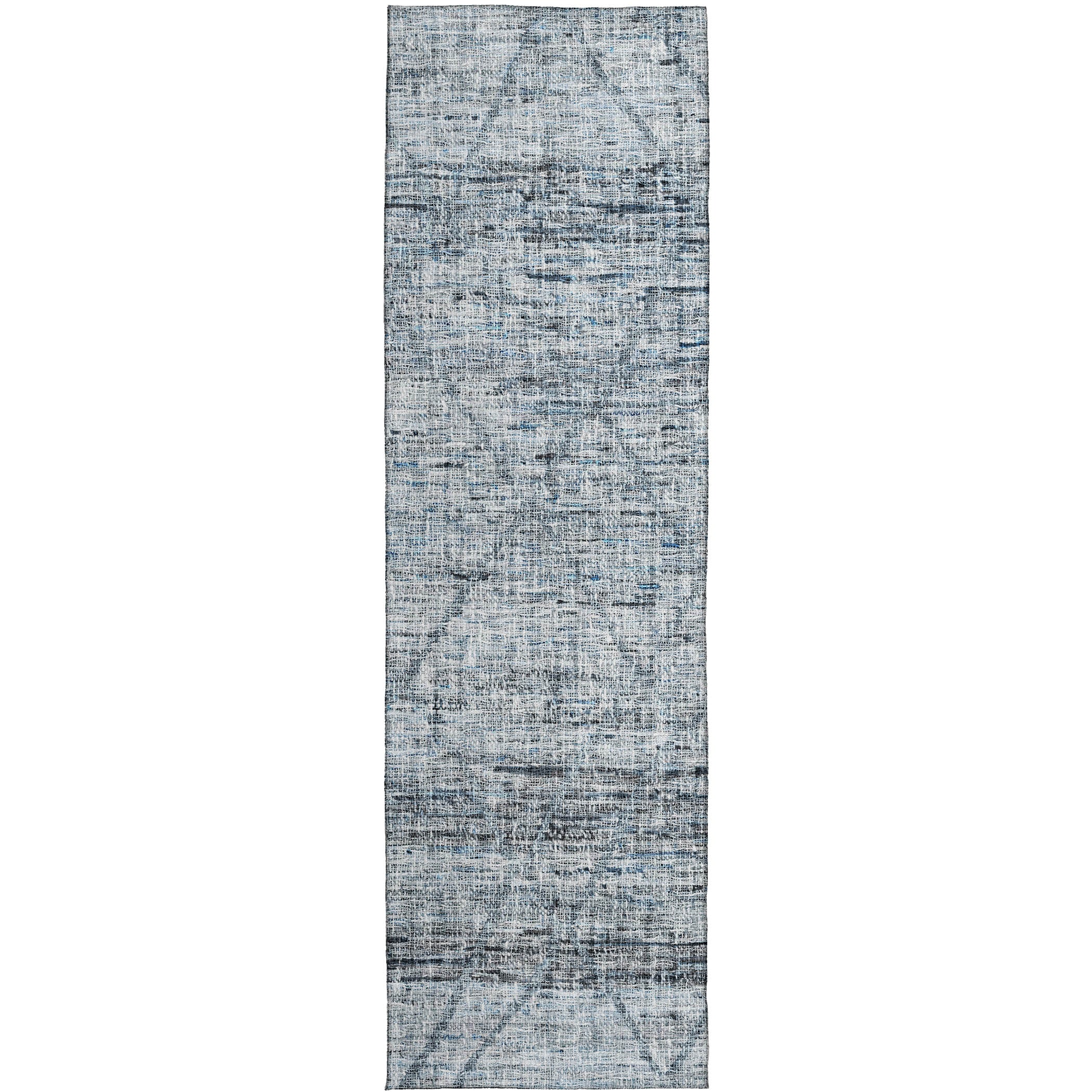 Luxury Washable Indoor/Outdoor Transitional PO1 Blue Rug 2'3" x 7'6" #shape_Runner