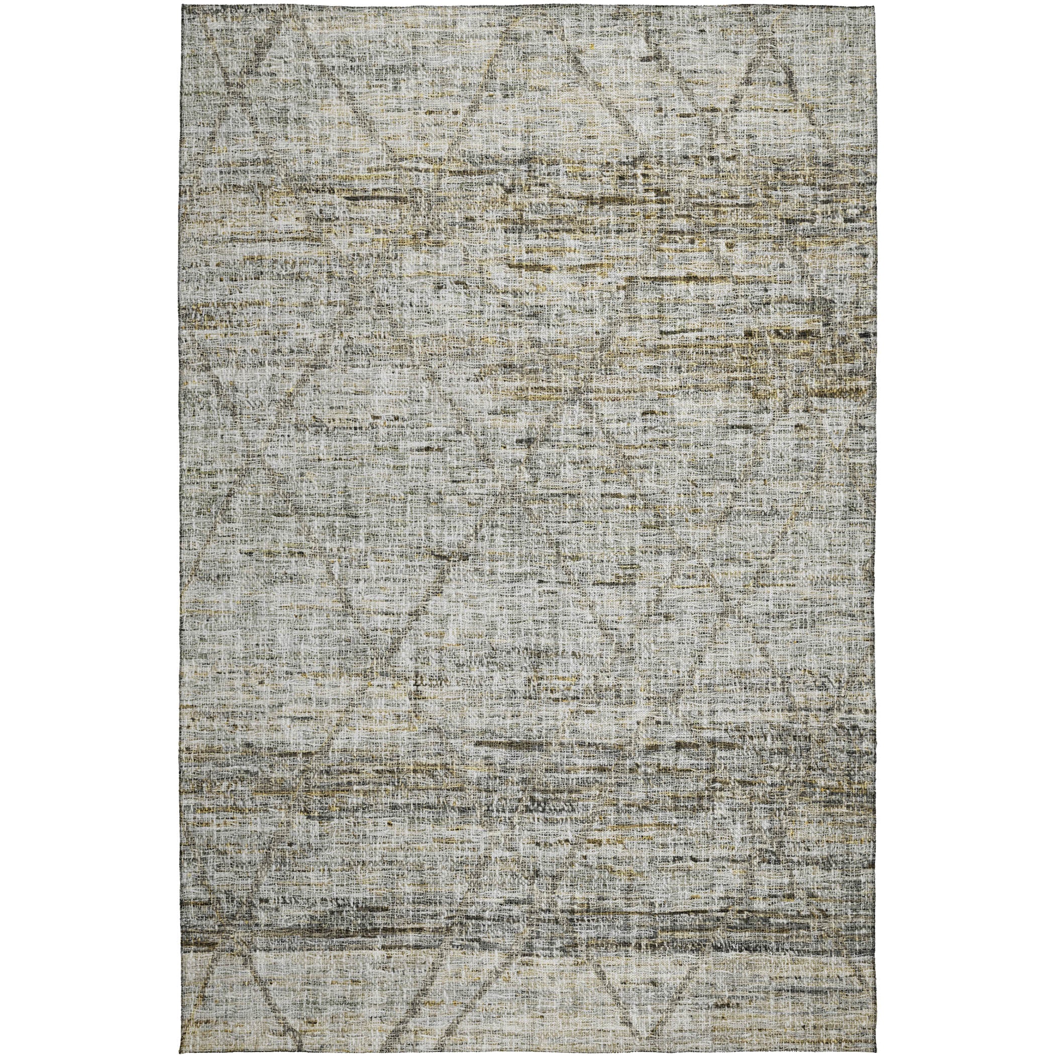 Luxury Washable Indoor/Outdoor Transitional PO1 Pewter Gray Rug 2'6" x 3'10" #shape_Rectangle