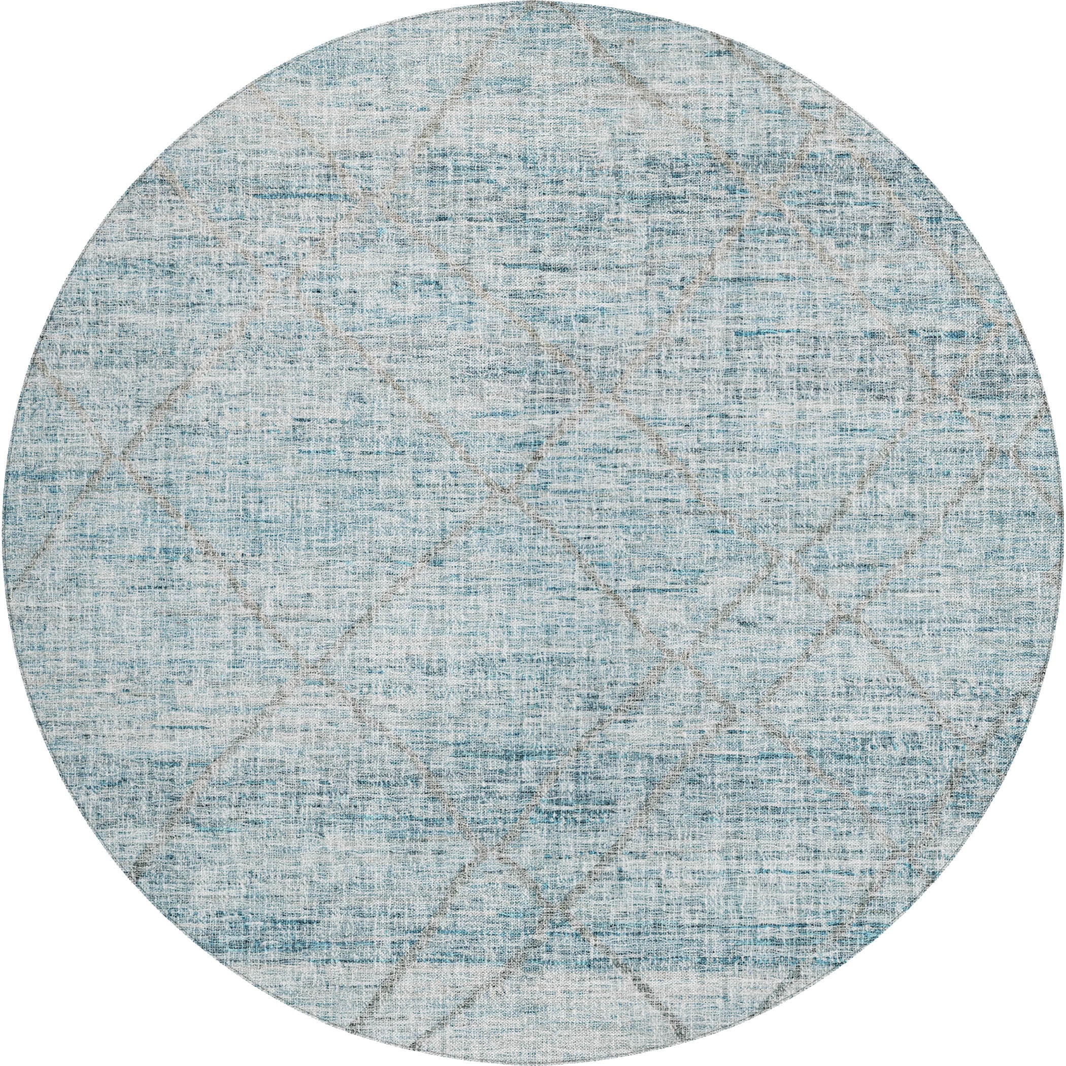 Luxury Washable Indoor/Outdoor Transitional PO1 Teal Rug 8' x 8' #shape_Rectangle