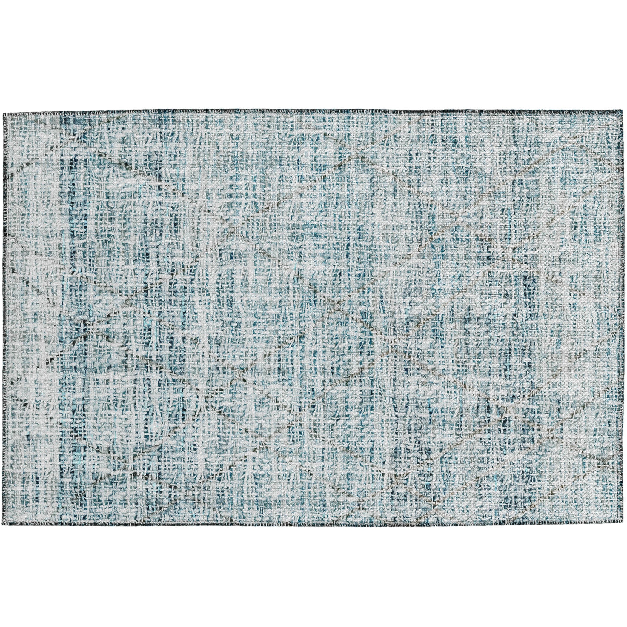 Luxury Washable Indoor/Outdoor Transitional PO1 Teal Rug 1'8" x 2'6" #shape_Rectangle