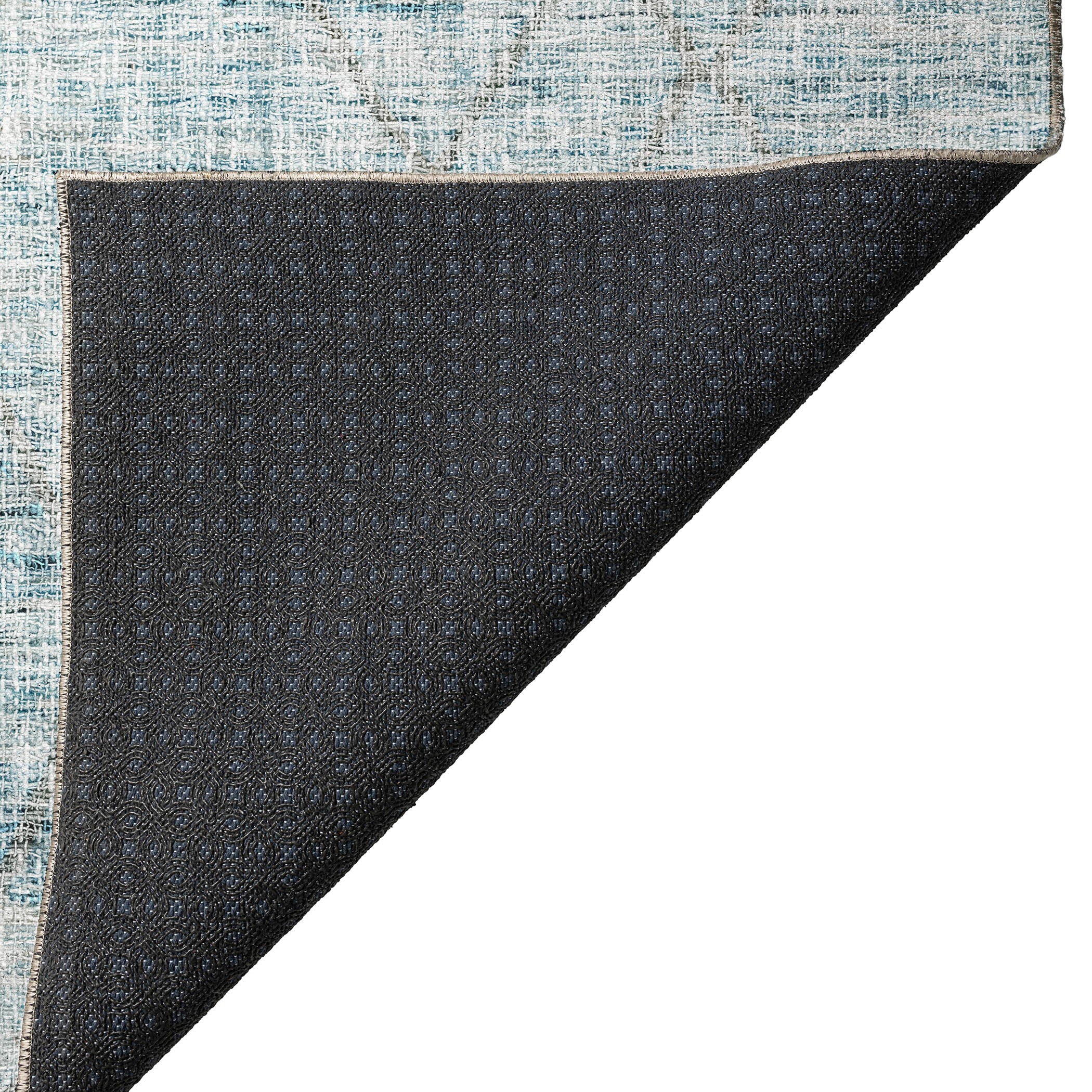 Luxury Washable Indoor/Outdoor Transitional PO1 Teal Rug 1'8" x 2'6" #shape_Rectangle