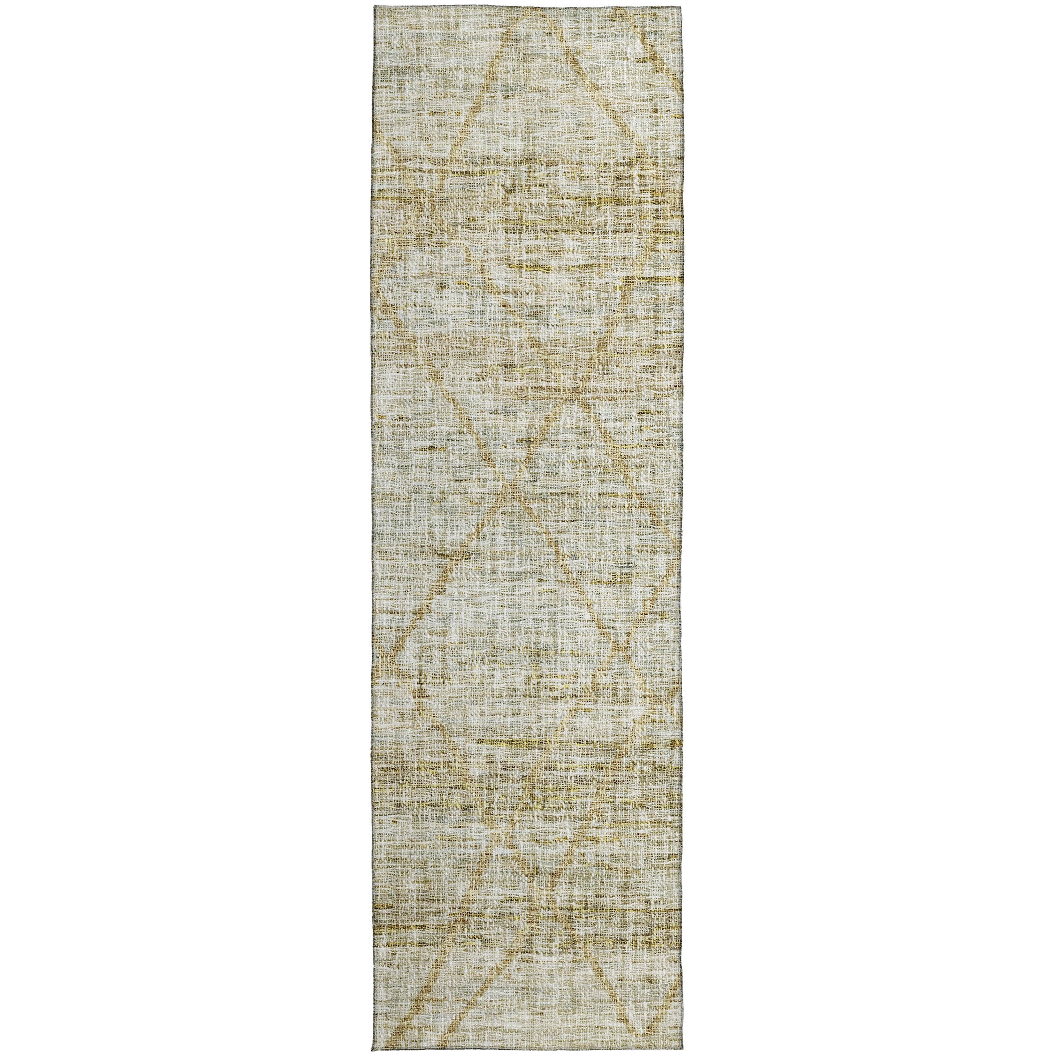 Luxury Washable Indoor/Outdoor Transitional PO1 Wheat Gold Rug 2'3" x 7'6" #shape_Runner