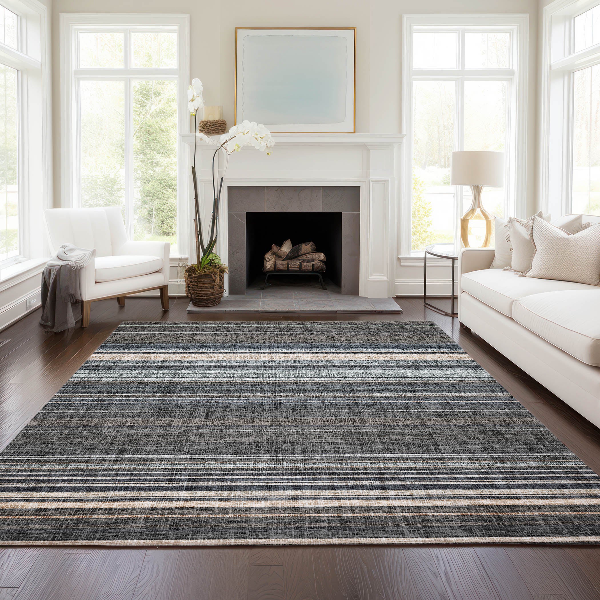 Luxury Washable Indoor/Outdoor Transitional PO2 Chocolate Brown Rug 2'6" x 3'10" #shape_Rectangle