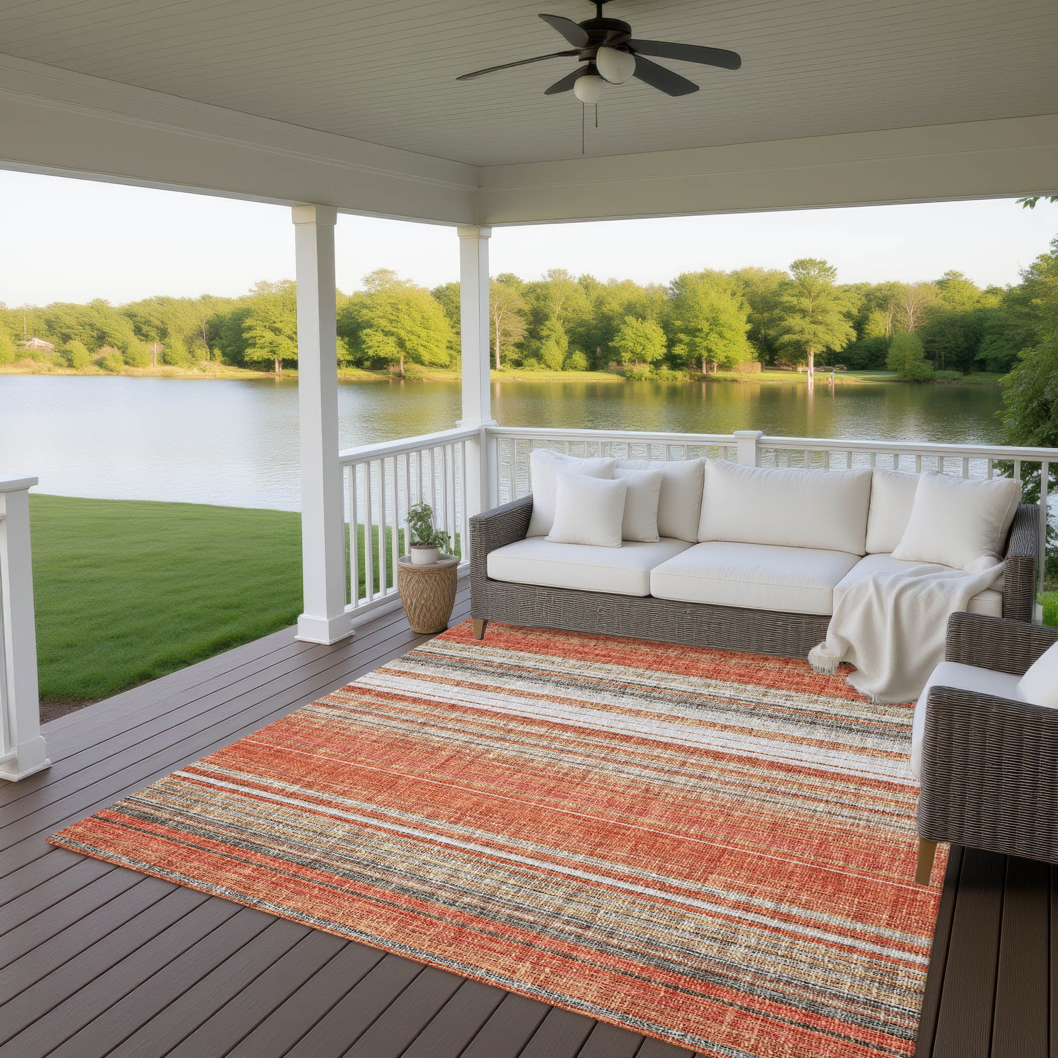 Luxury Washable Indoor/Outdoor Transitional PO2 Coral Orange Rug 2'6" x 3'10" #shape_Rectangle