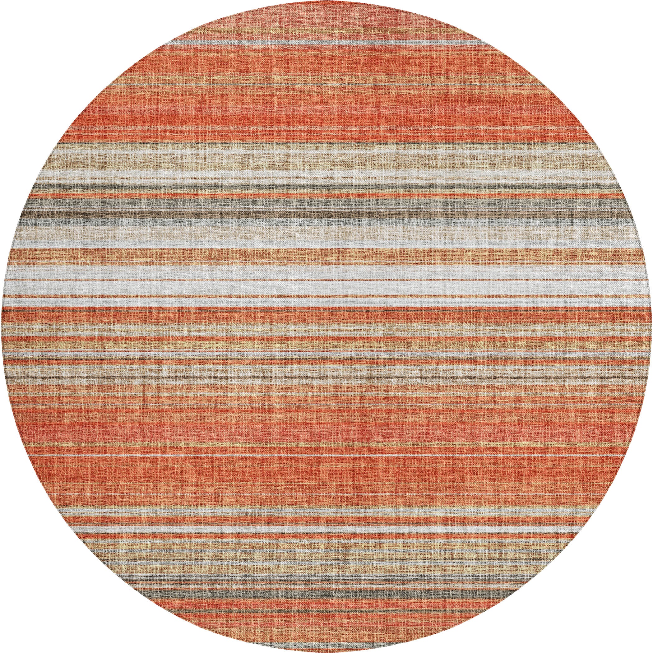 Luxury Washable Indoor/Outdoor Transitional PO2 Coral Orange Rug 8' x 8' #shape_Rectangle