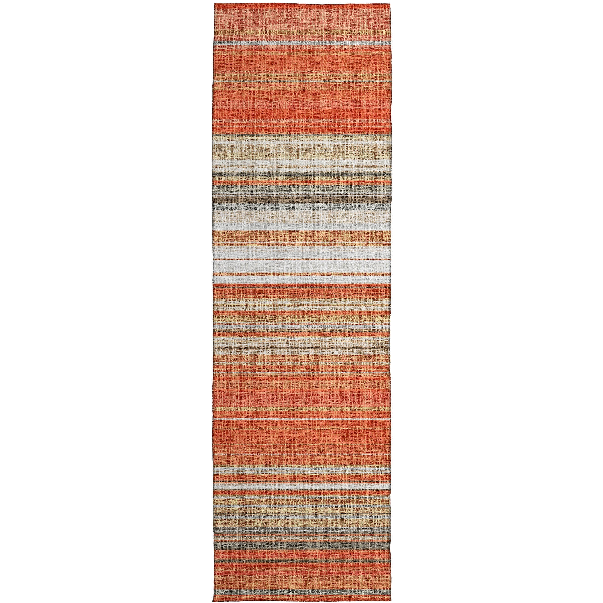 Luxury Washable Indoor/Outdoor Transitional PO2 Coral Orange Rug 2'3" x 7'6" #shape_Runner