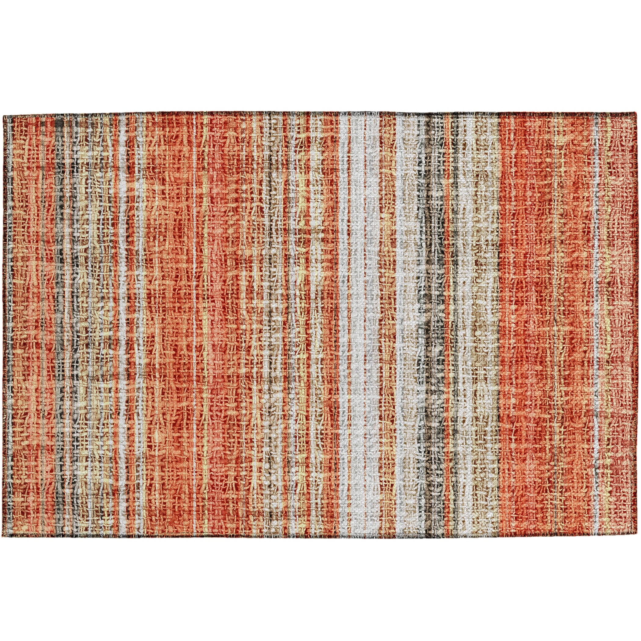 Luxury Washable Indoor/Outdoor Transitional PO2 Coral Orange Rug 1'8" x 2'6" #shape_Rectangle