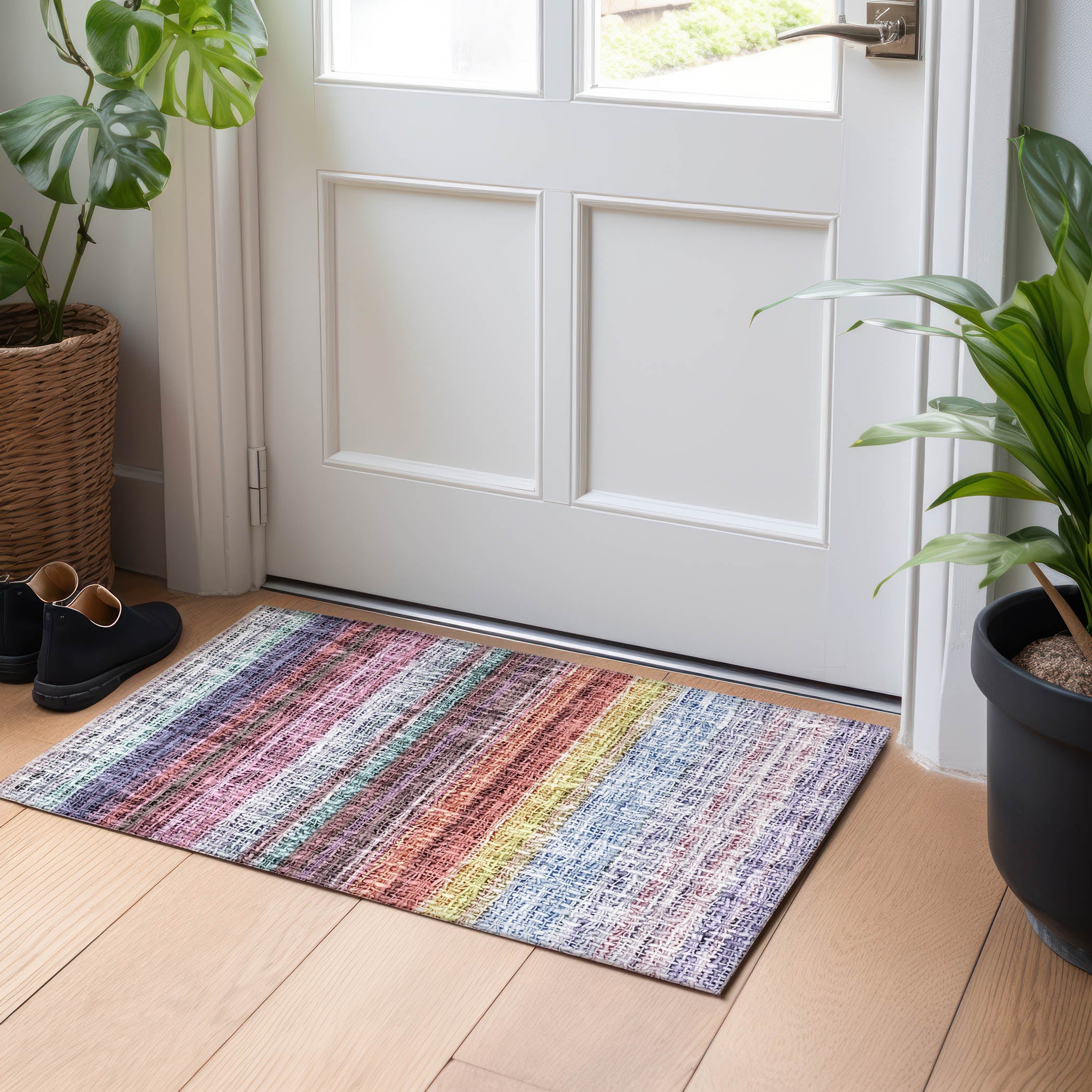 Luxury Washable Indoor/Outdoor Transitional PO2 Lavender Purple Rug 1'8" x 2'6" #shape_Rectangle