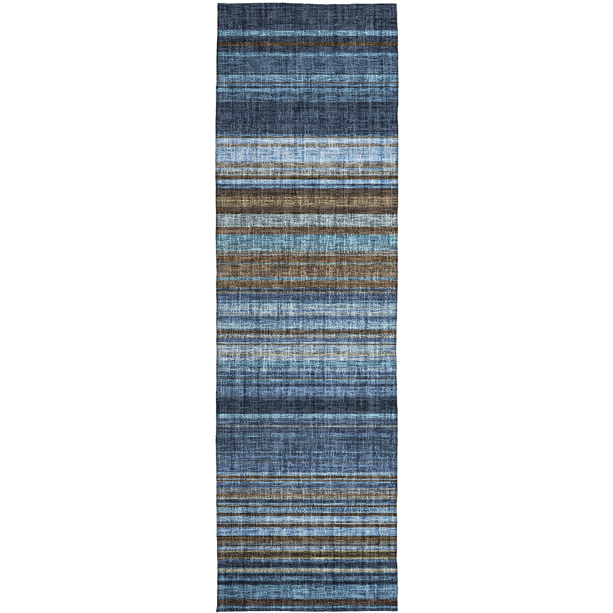 Luxury Washable Indoor/Outdoor Transitional PO2 Navy Blue Rug 2'3" x 7'6" #shape_Runner