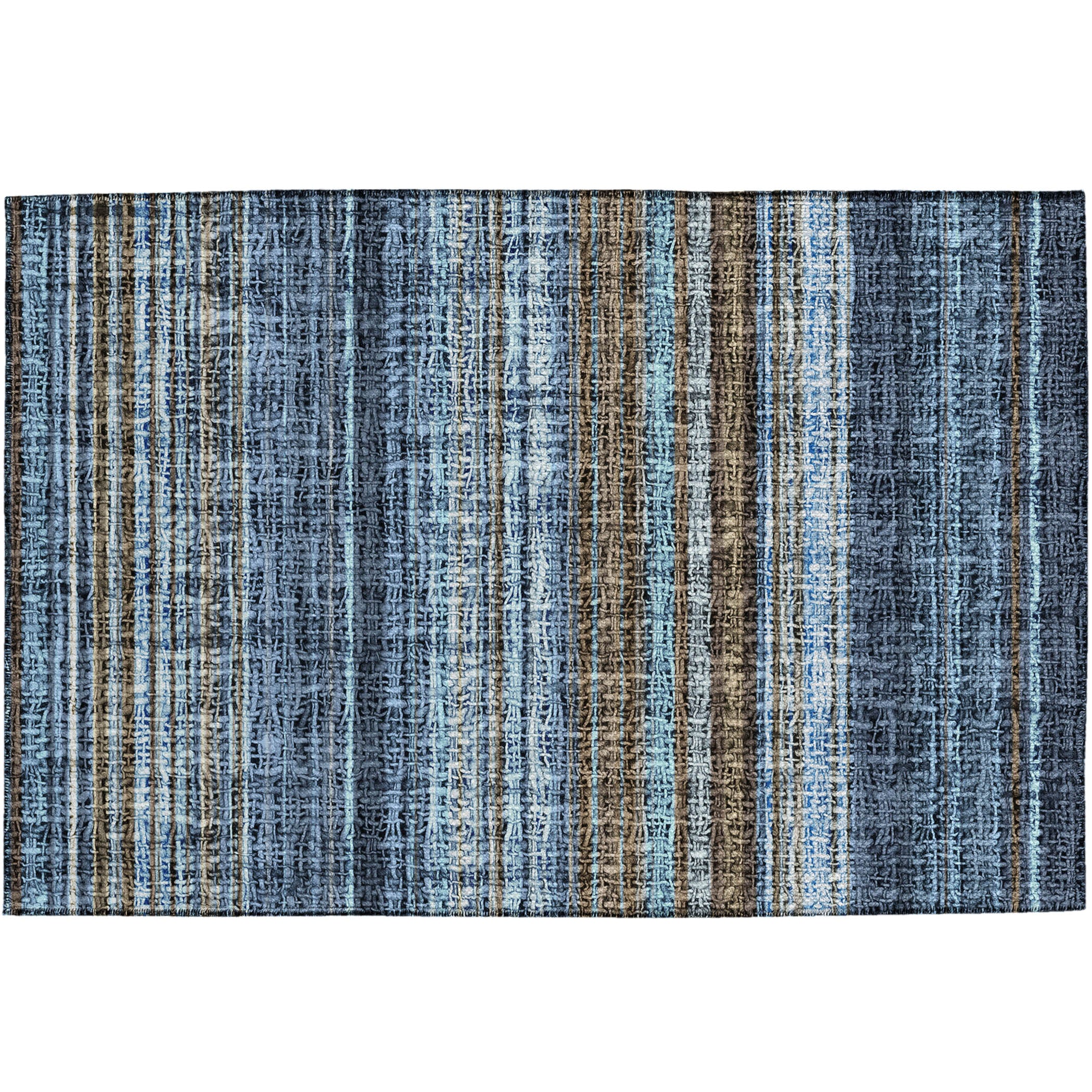 Luxury Washable Indoor/Outdoor Transitional PO2 Navy Blue Rug 1'8" x 2'6" #shape_Rectangle