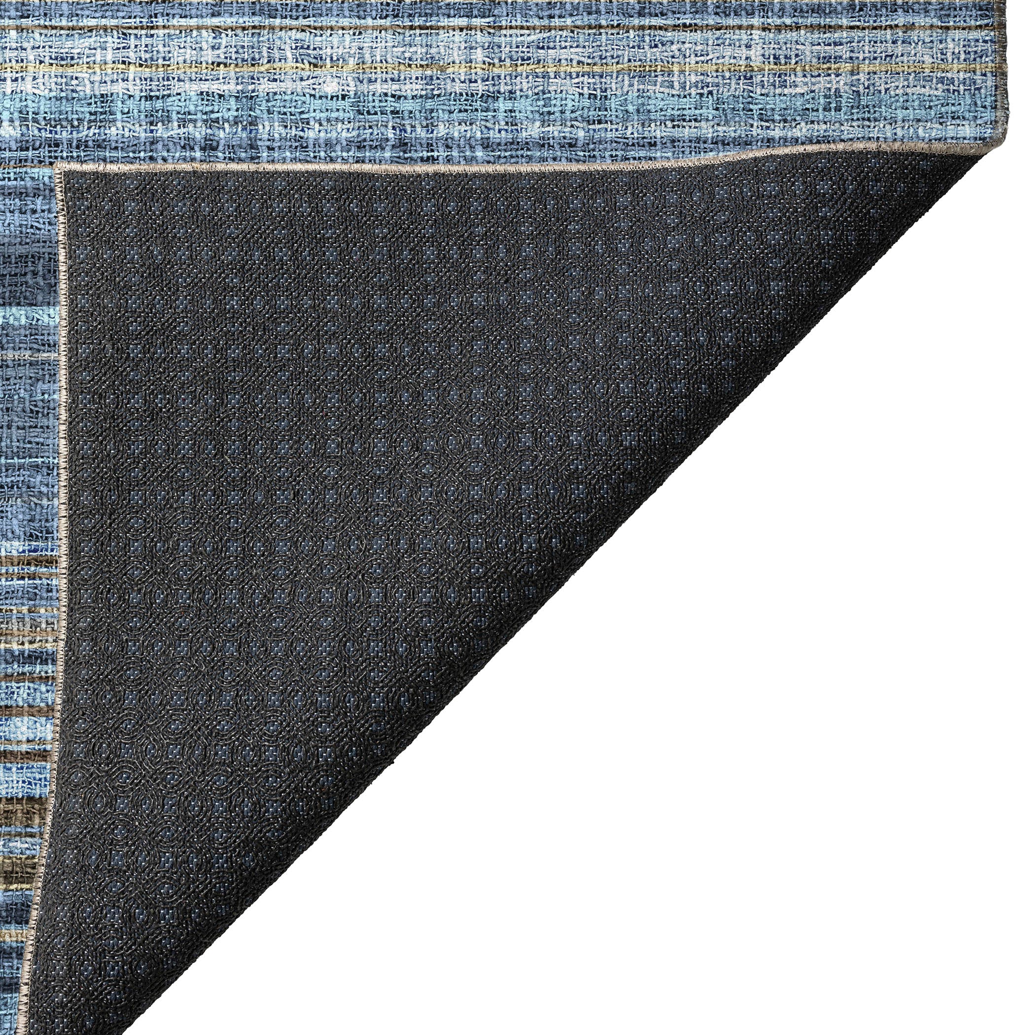 Luxury Washable Indoor/Outdoor Transitional PO2 Navy Blue Rug 1'8" x 2'6" #shape_Rectangle