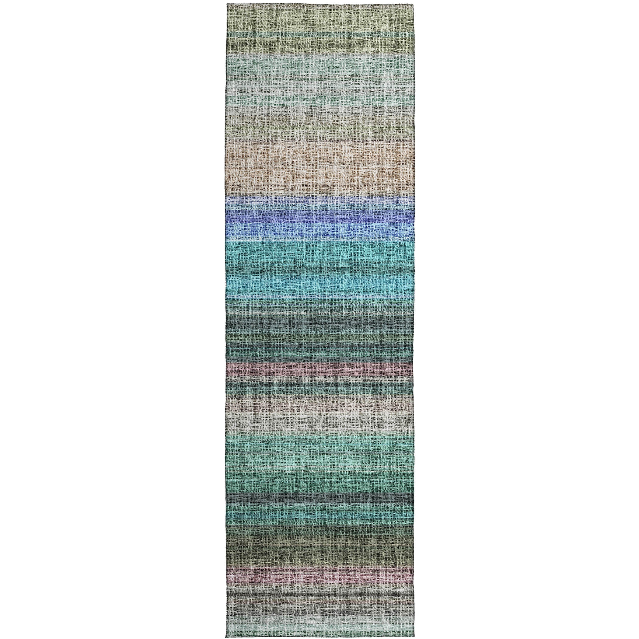 Luxury Washable Indoor/Outdoor Transitional PO2 Sage Green Rug 2'3" x 7'6" #shape_Runner