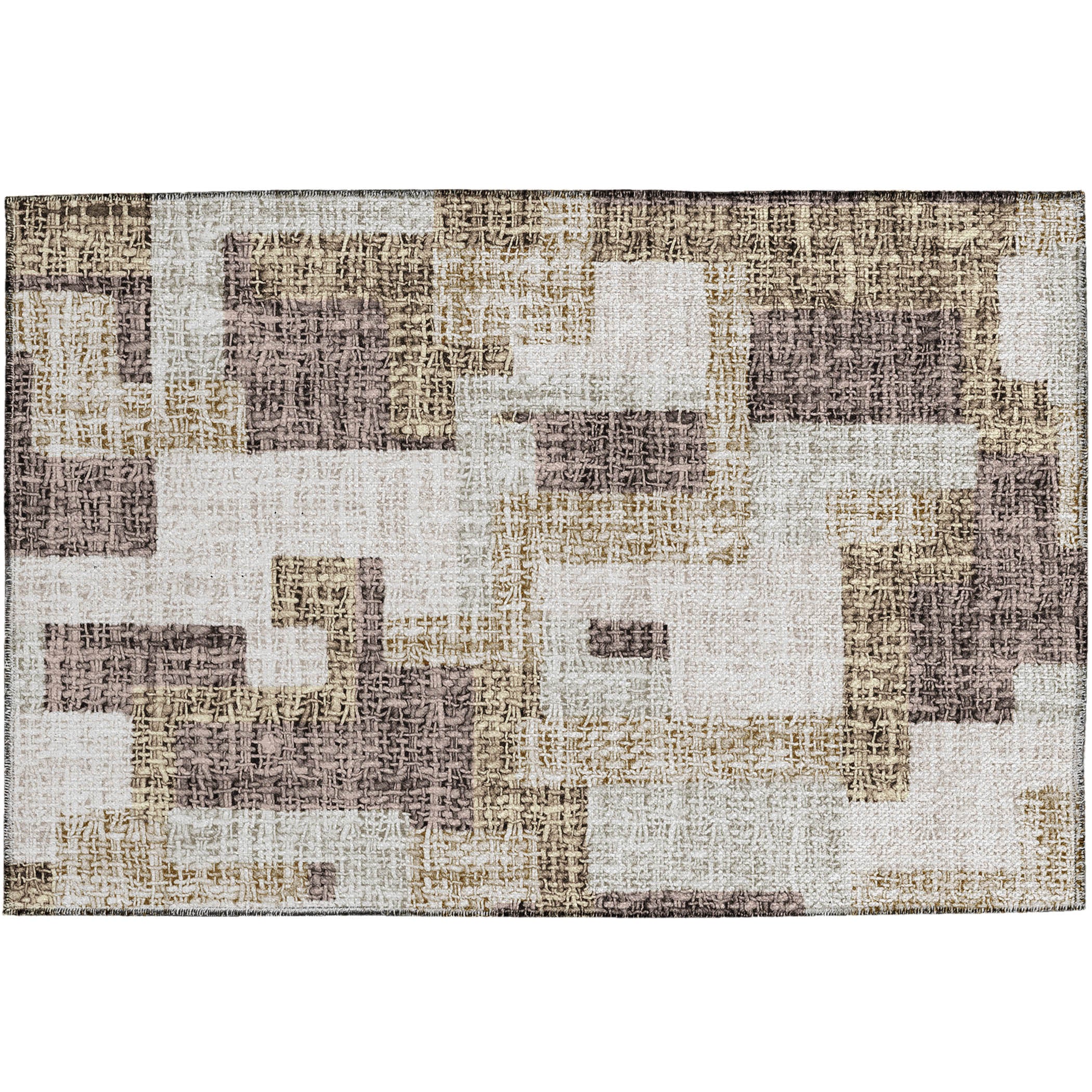 Luxury Washable Indoor/Outdoor Transitional PO3 Brown Rug 1'8" x 2'6" #shape_Rectangle