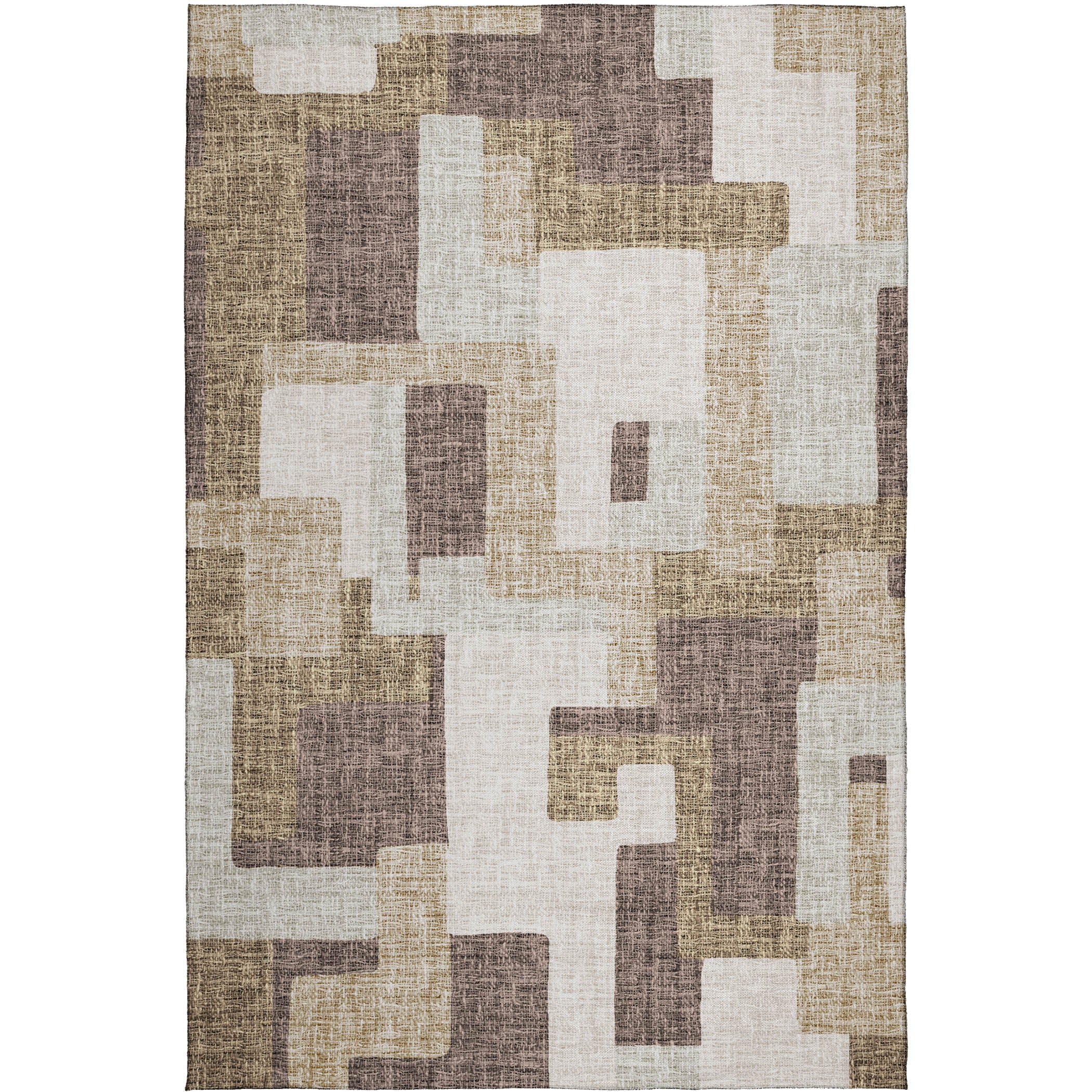 Luxury Washable Indoor/Outdoor Transitional PO3 Brown Rug 2'6" x 3'10" #shape_Rectangle