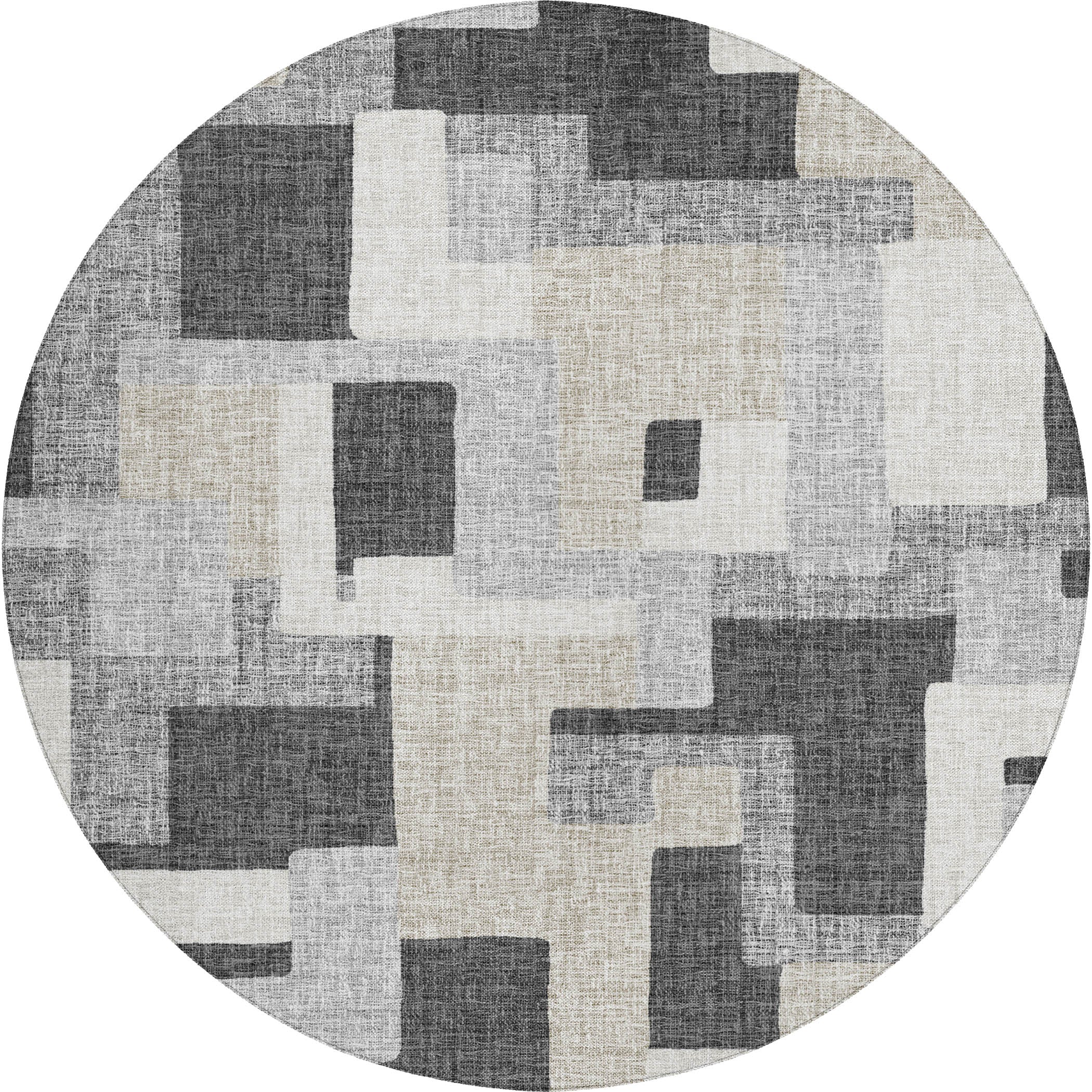 Luxury Washable Indoor/Outdoor Transitional PO3 Gray Rug 8' x 8' #shape_Rectangle