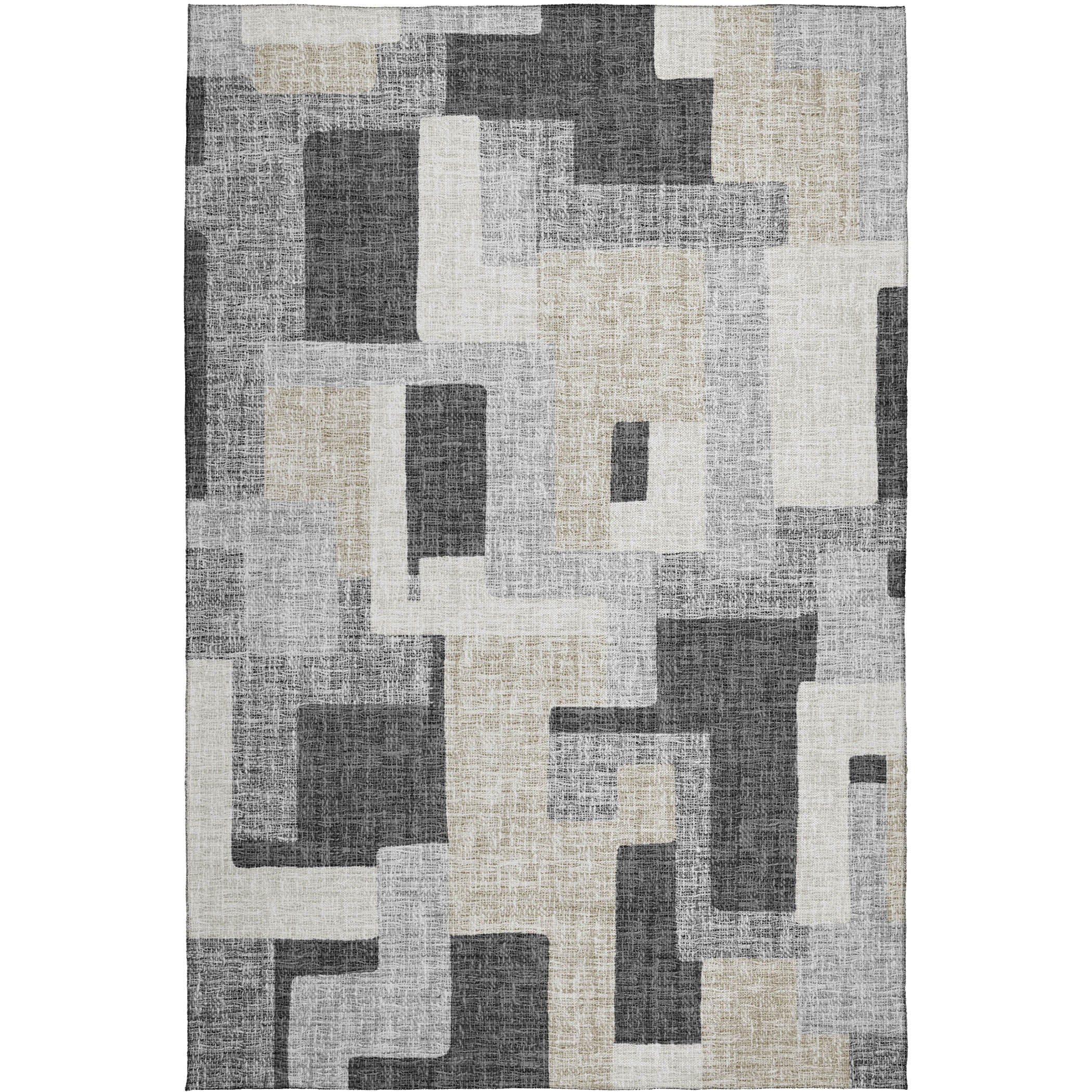 Luxury Washable Indoor/Outdoor Transitional PO3 Gray Rug 2'6" x 3'10" #shape_Rectangle