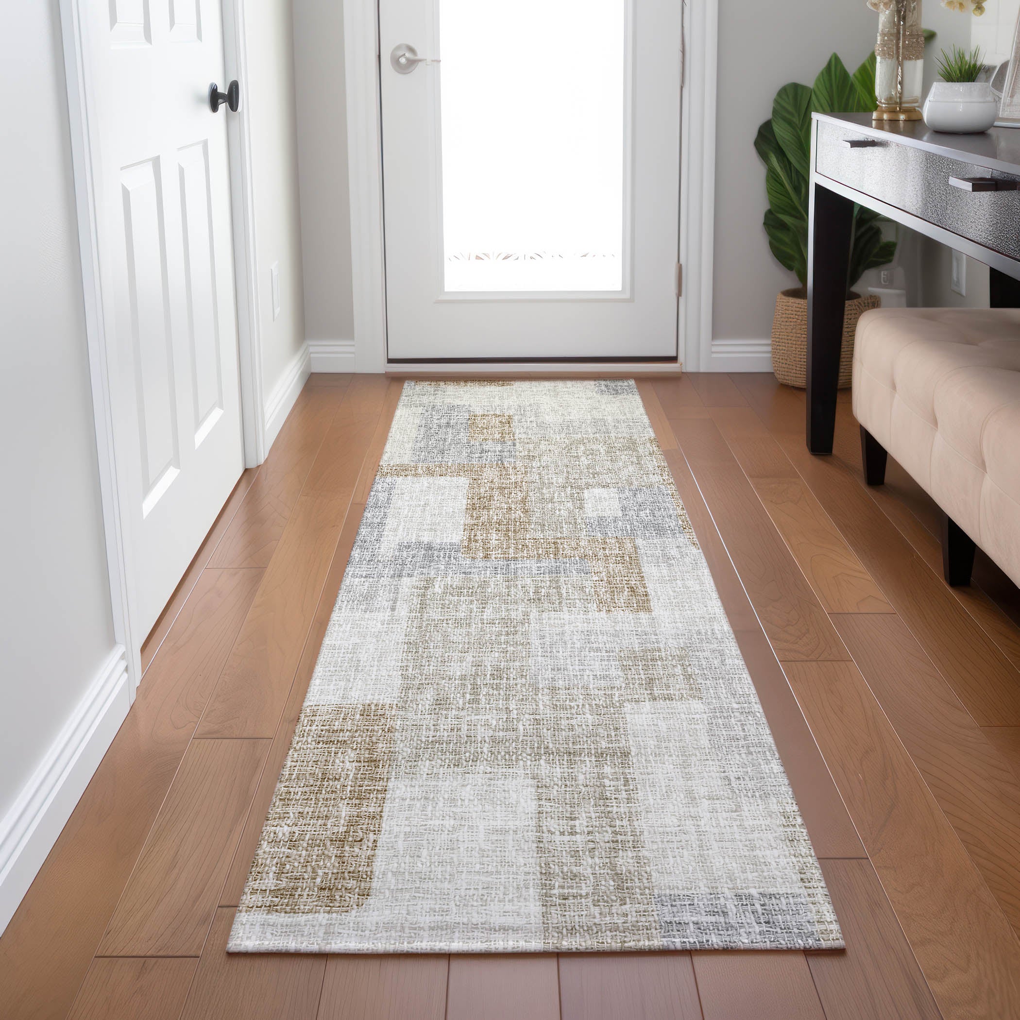 Luxury Washable Indoor/Outdoor Transitional PO3 Ivory Rug 2'3" x 7'6" #shape_Runner