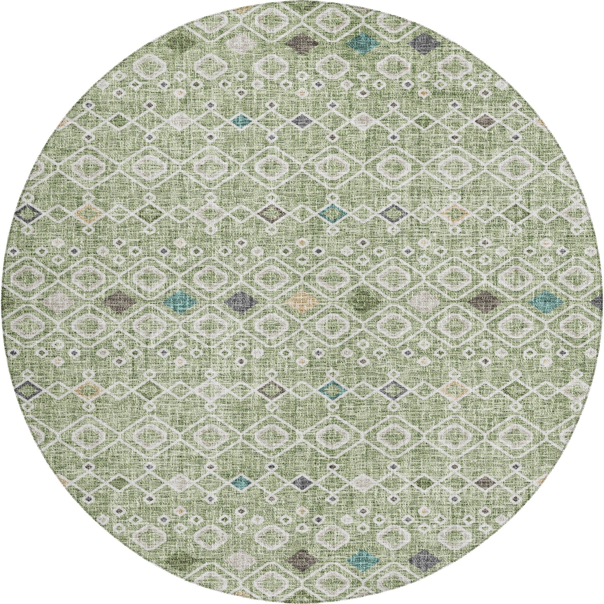 Luxury Washable Indoor/Outdoor Transitional PO4 Aloe Green Rug 8' x 8' #shape_Rectangle