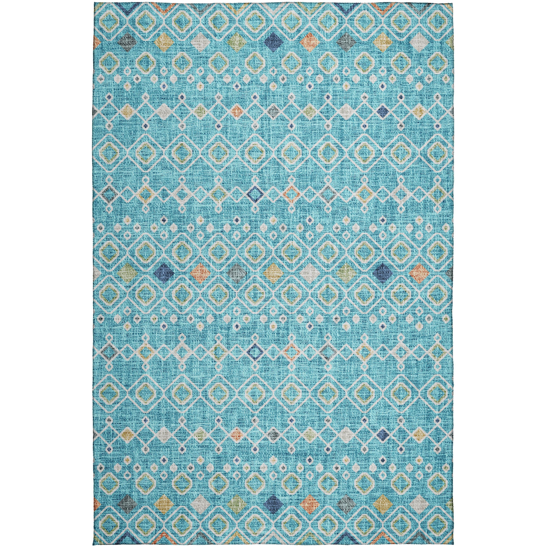 Luxury Washable Indoor/Outdoor Transitional PO4 Teal Rug 2'6" x 3'10" #shape_Rectangle