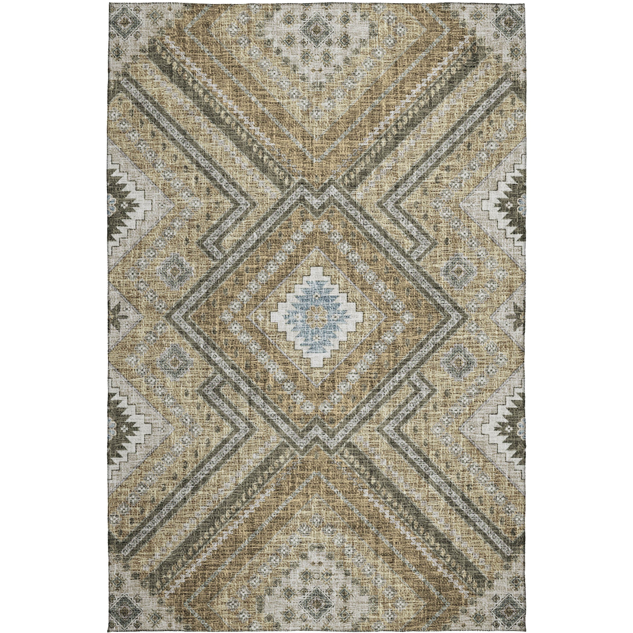 Luxury Washable Indoor/Outdoor Transitional PO5 Beige Brown Rug 2'6" x 3'10" #shape_Rectangle