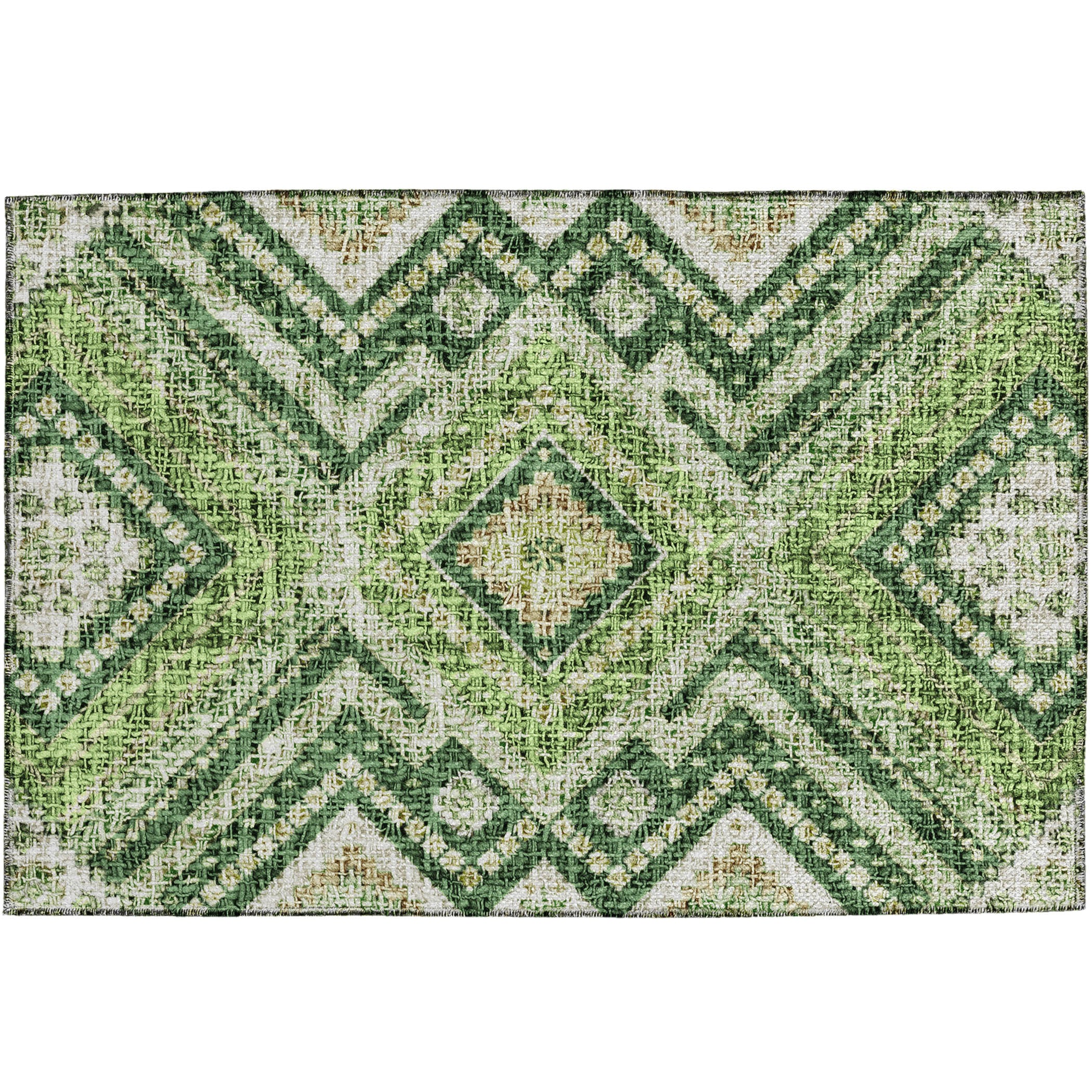 Luxury Washable Indoor/Outdoor Transitional PO5 Green Rug 1'8" x 2'6" #shape_Rectangle