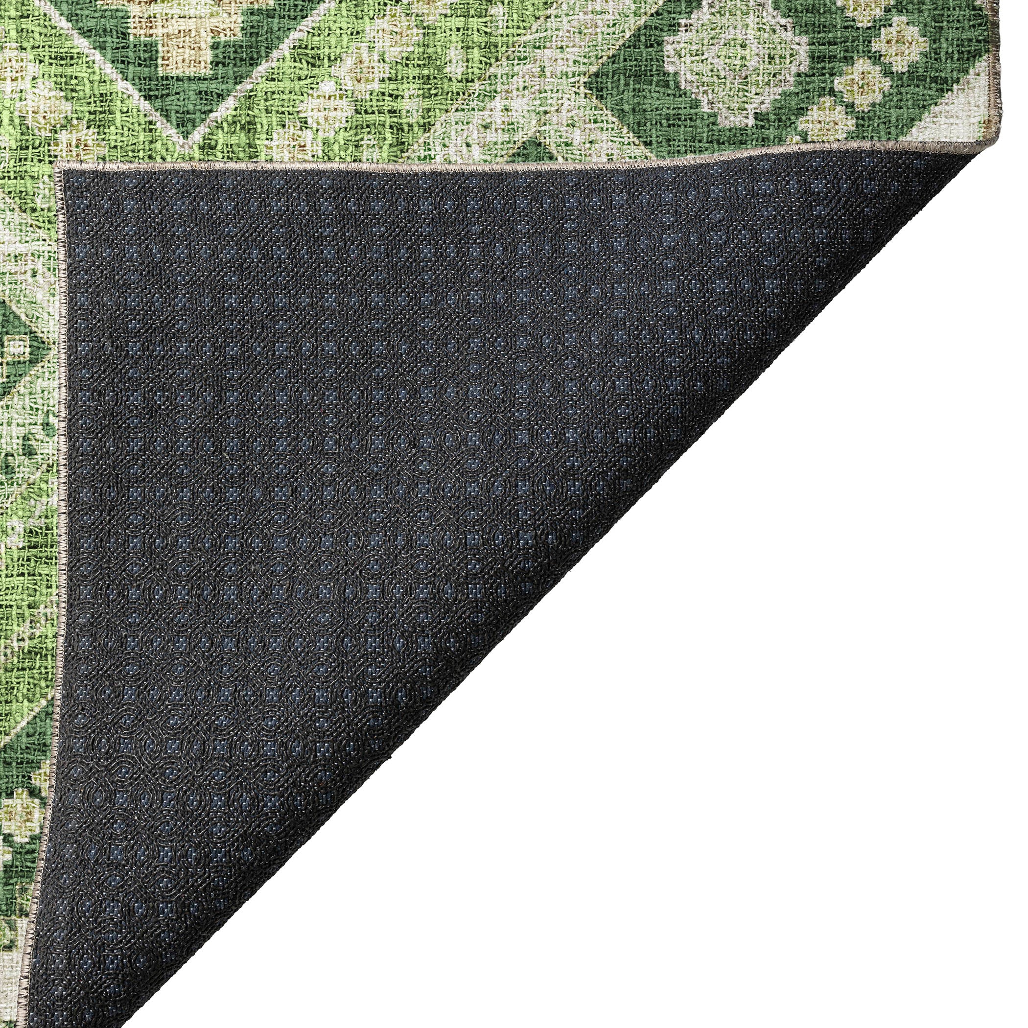 Luxury Washable Indoor/Outdoor Transitional PO5 Green Rug 1'8" x 2'6" #shape_Rectangle