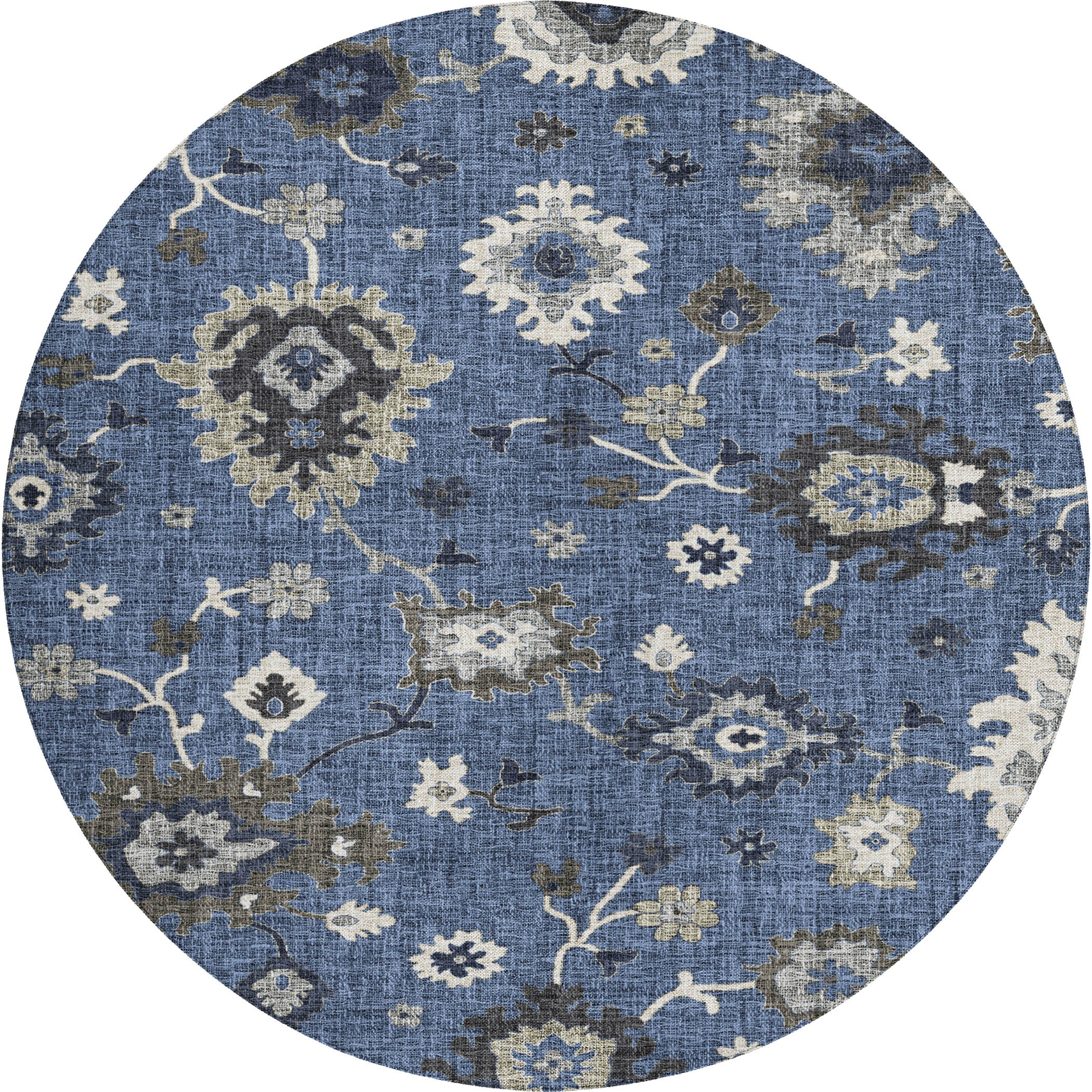 Luxury Washable Indoor/Outdoor Transitional PO6 Blue Rug 8' x 8' #shape_Rectangle