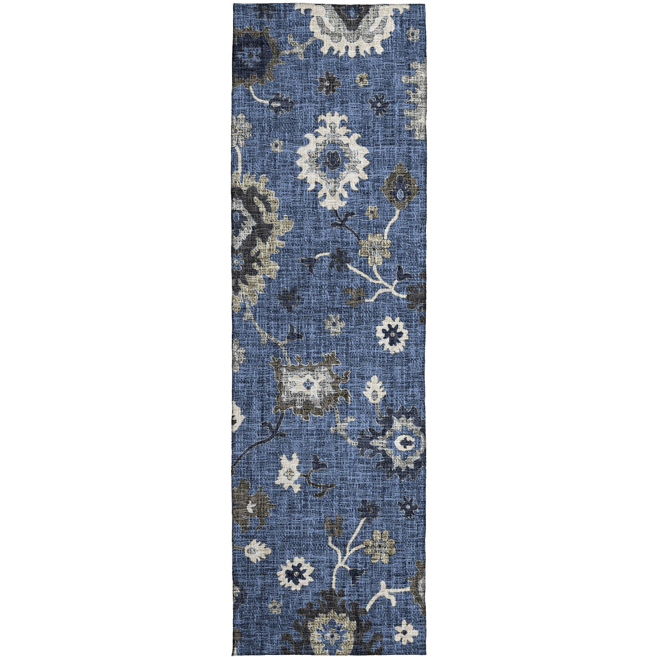 Luxury Washable Indoor/Outdoor Transitional PO6 Blue Rug 2'3" x 7'6" #shape_Runner