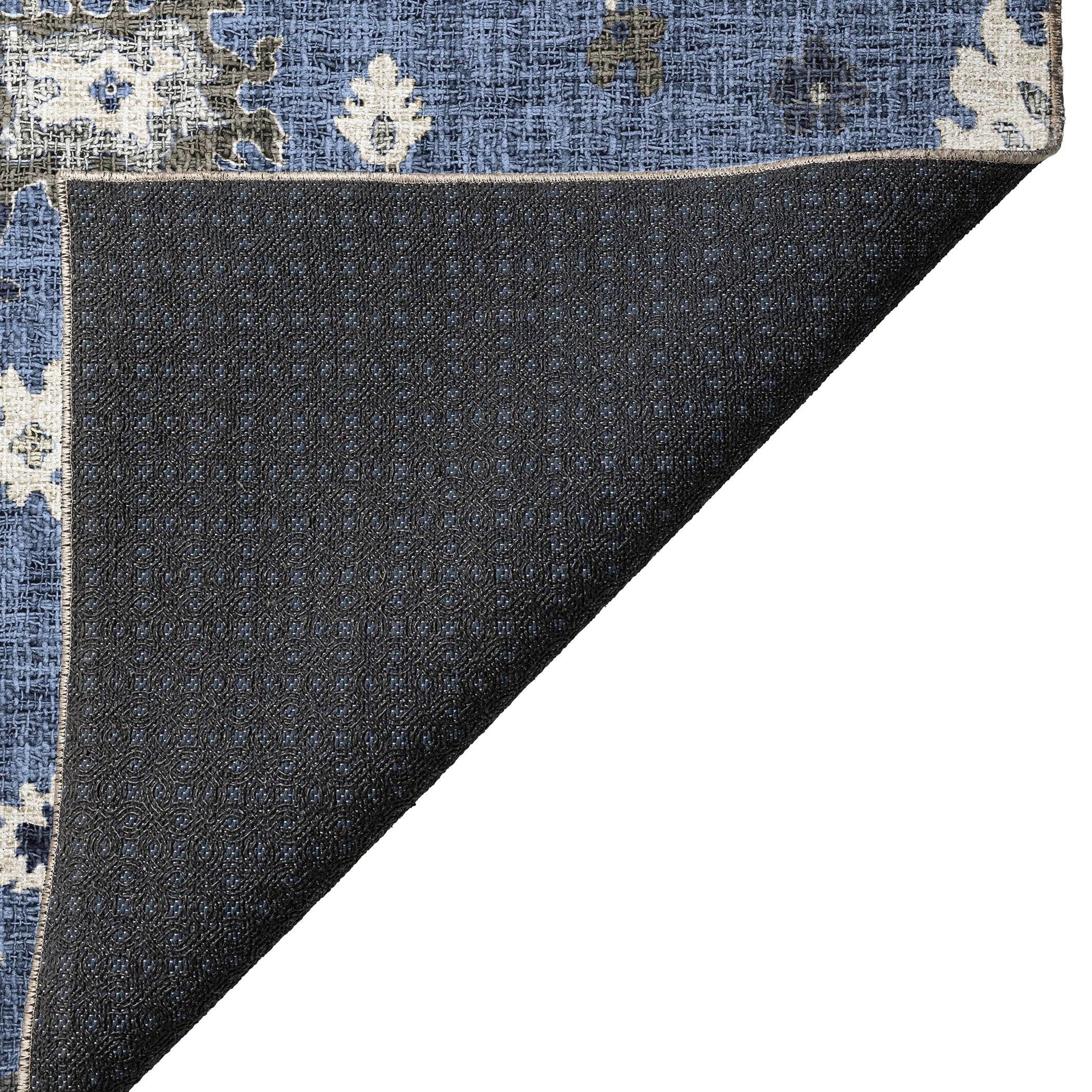 Luxury Washable Indoor/Outdoor Transitional PO6 Blue Rug 1'8" x 2'6" #shape_Rectangle