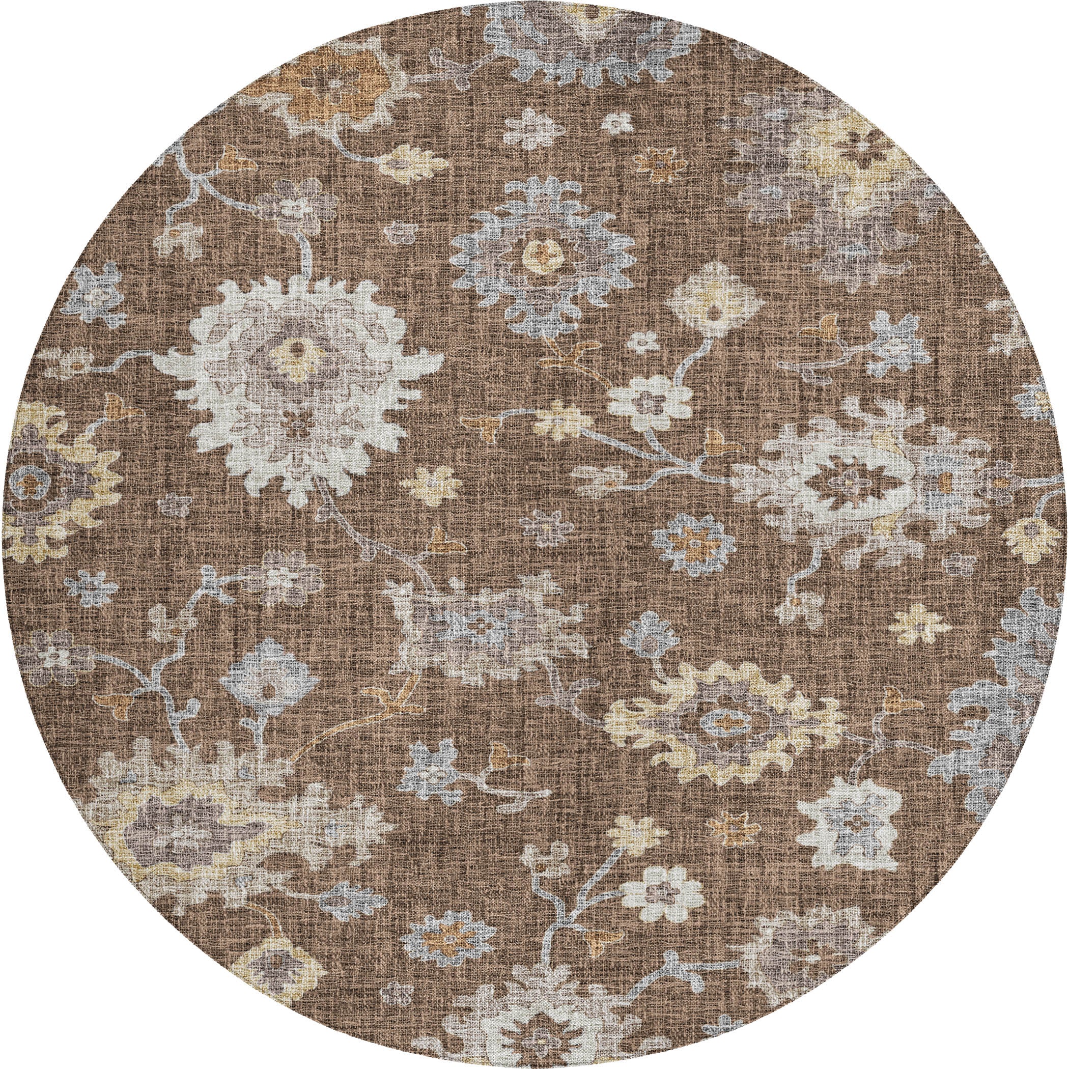 Luxury Washable Indoor/Outdoor Transitional PO6 Chocolate Brown Rug 8' x 8' #shape_Rectangle