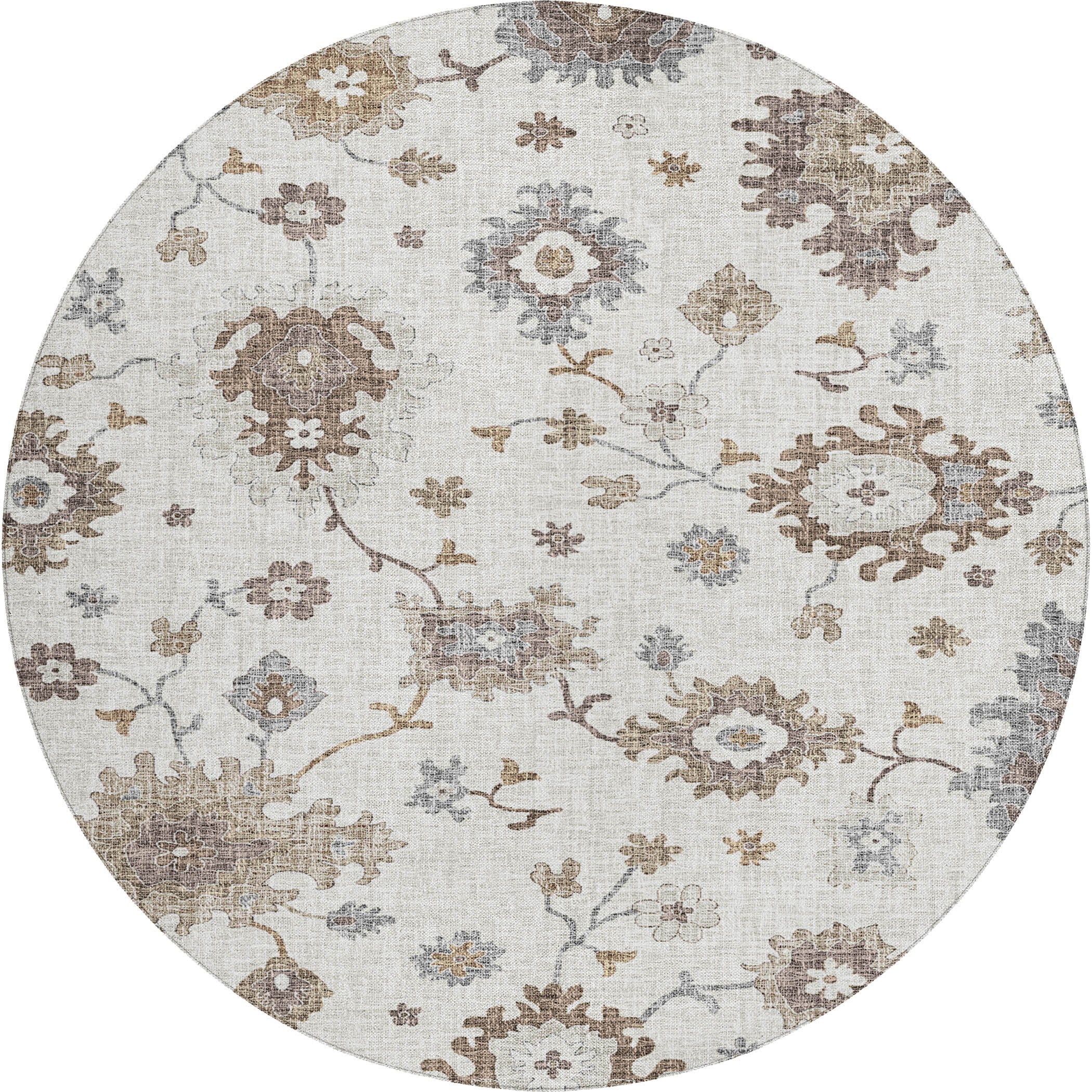 Luxury Washable Indoor/Outdoor Transitional PO6 Ivory Rug 8' x 8' #shape_Rectangle
