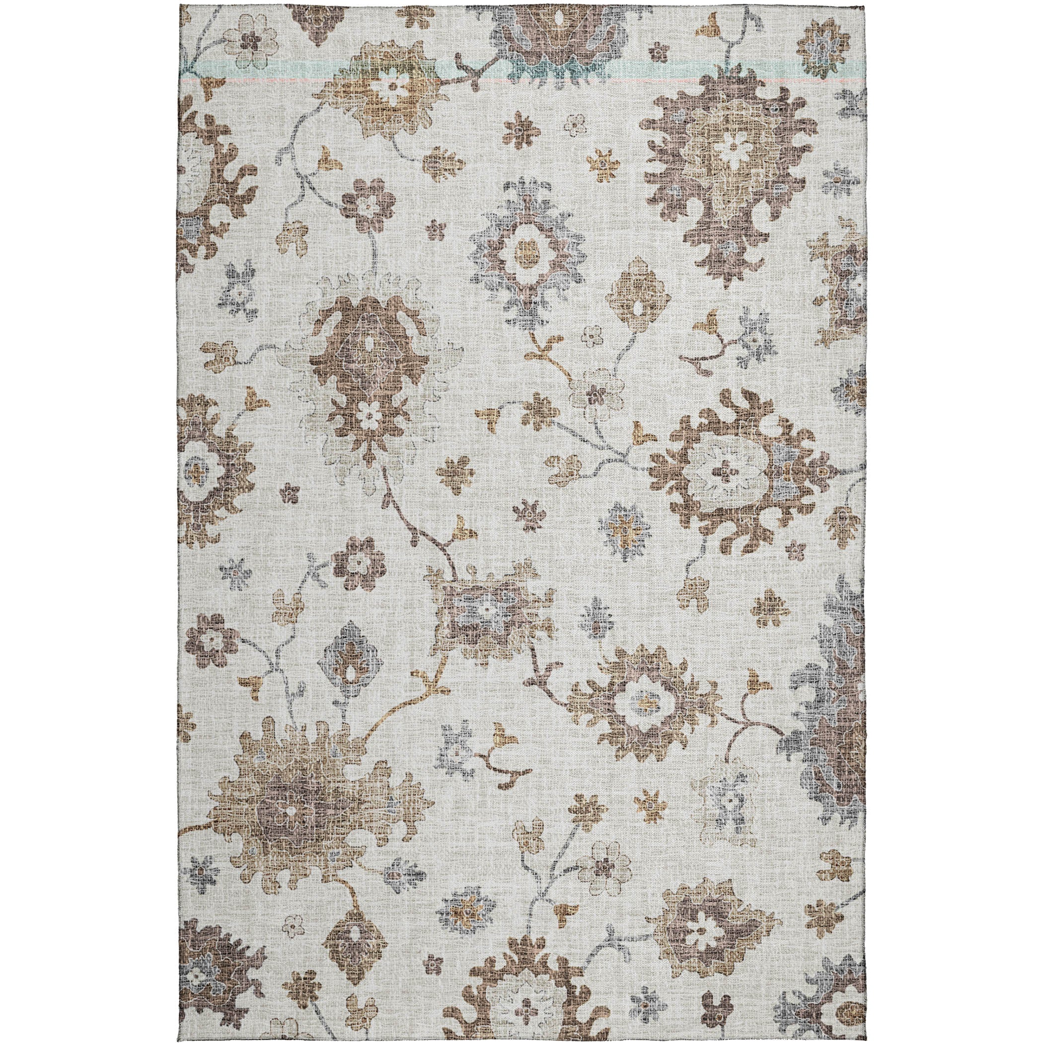 Luxury Washable Indoor/Outdoor Transitional PO6 Ivory Rug 2'6" x 3'10" #shape_Rectangle