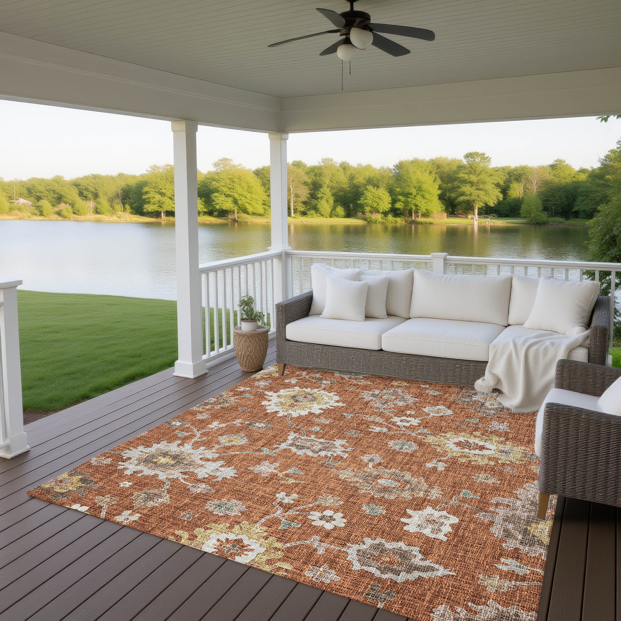 Luxury Washable Indoor/Outdoor Transitional PO6 Paprika Orange Rug 2'6" x 3'10" #shape_Rectangle