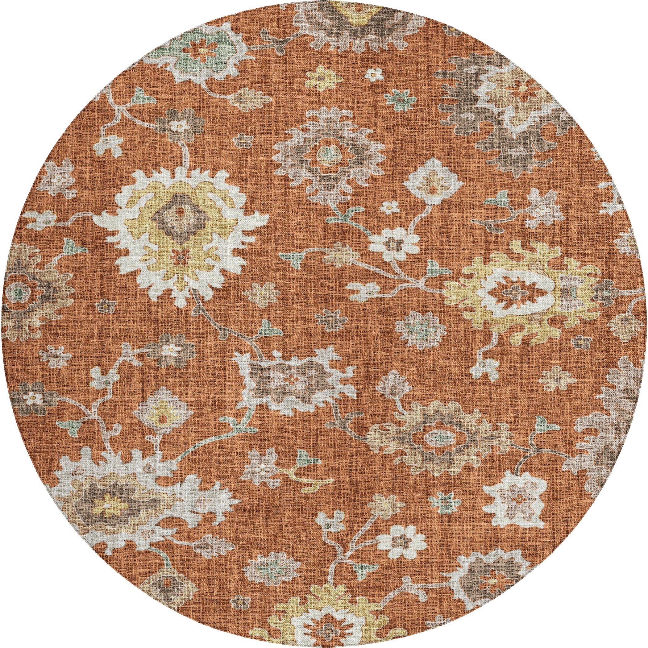 Luxury Washable Indoor/Outdoor Transitional PO6 Paprika Orange Rug 8' x 8' #shape_Rectangle