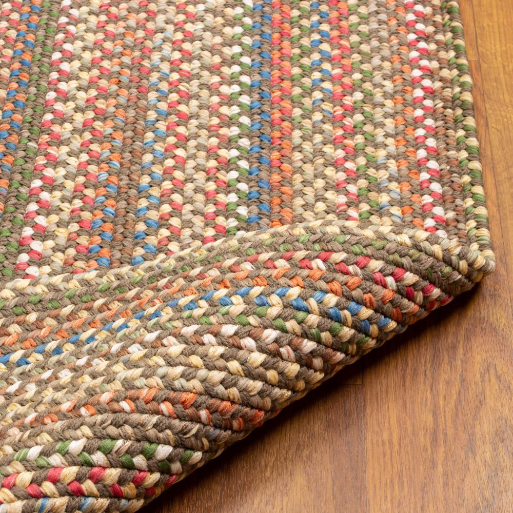 Roxbury Dark Taupe braided rug, reversible underside