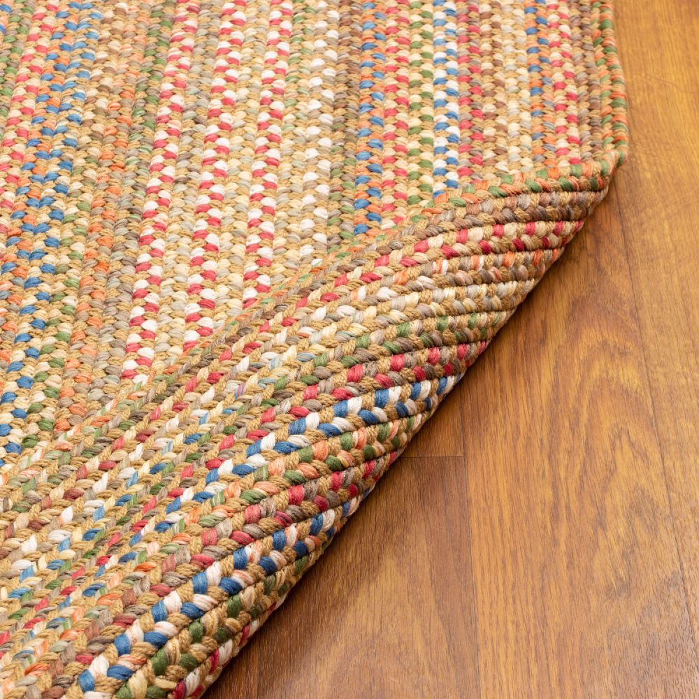 Roxbury Straw Beige braided rug, reversible underside