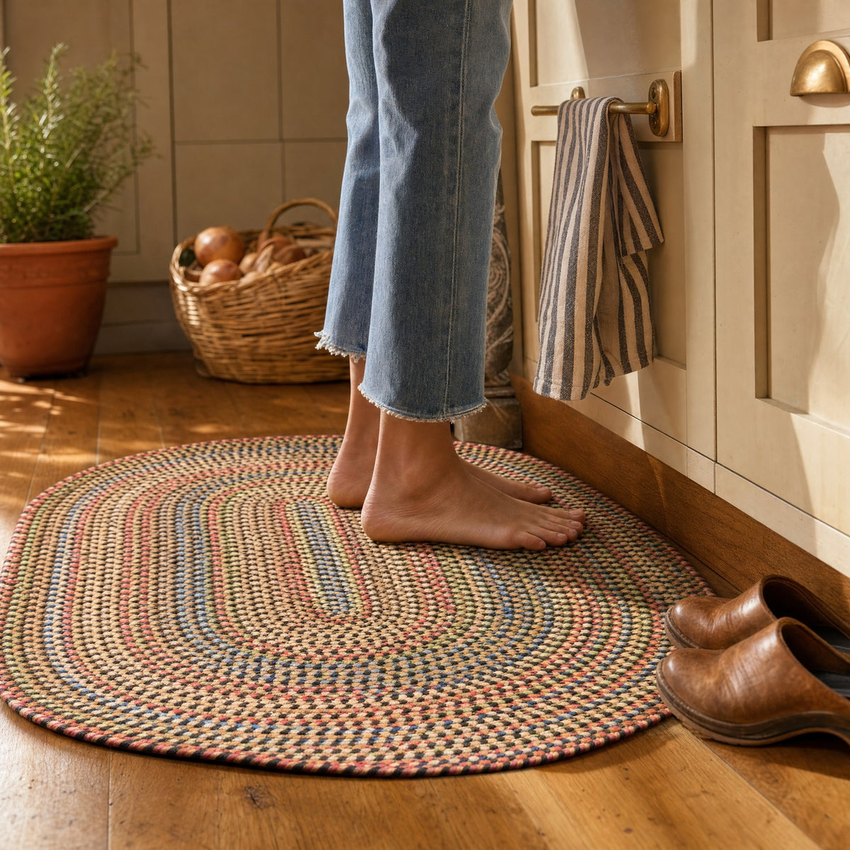 #Oval_2x3 - Roxbury Charcoal braided rug, 2x3 oval in a modern farmhouse kitchen