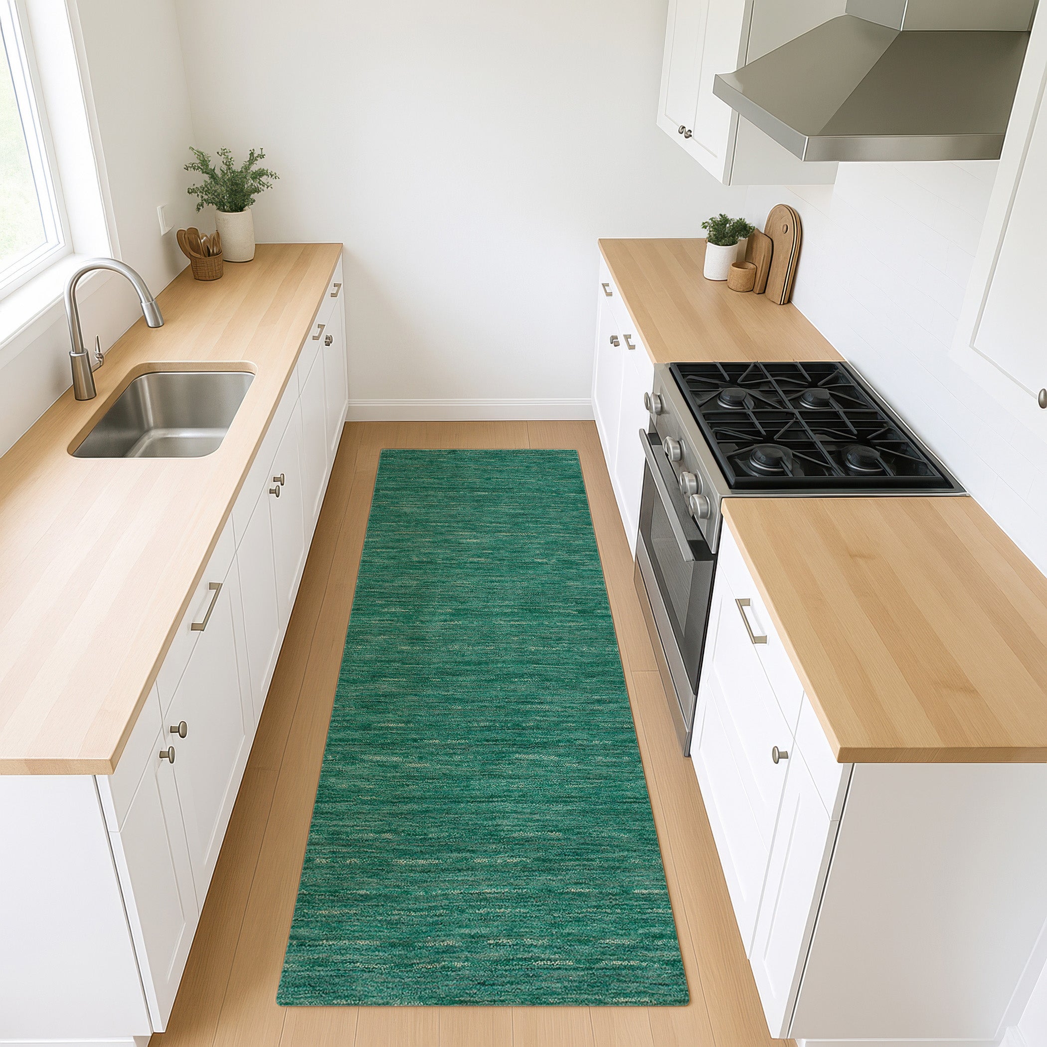 Transitional RF100 Emerald Green Wool Rug 2'3" x 7'6" #shape_Runner