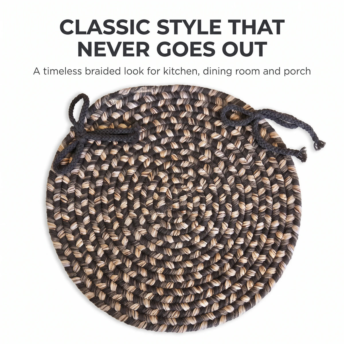 Ridgewood Braided Chair Pad - Brown Velvet - classic style that never goes out