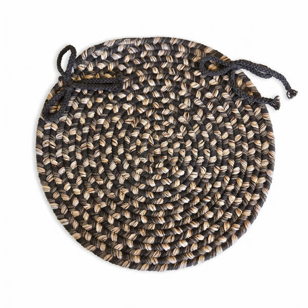 Ridgewood Braided Chair Pad - Brown Velvet - 15 inch round with ties