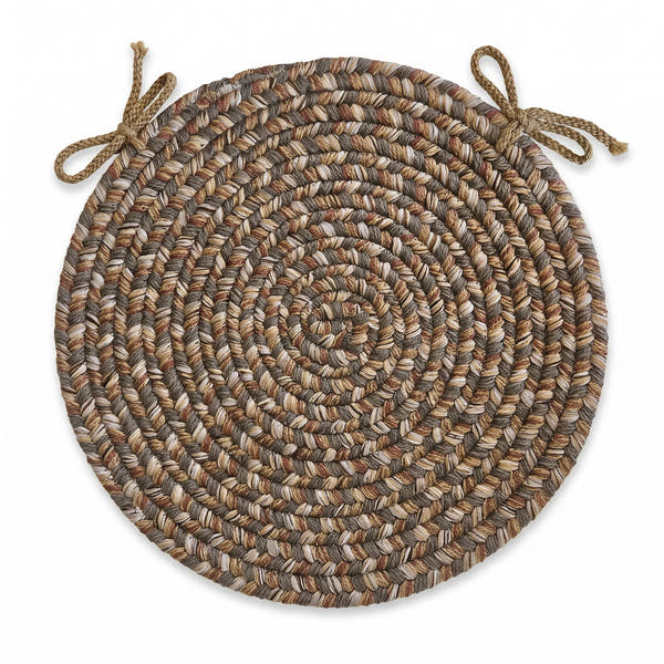 Ridgewood Braided Chair Pad - Taupetone - 15 inch round with ties