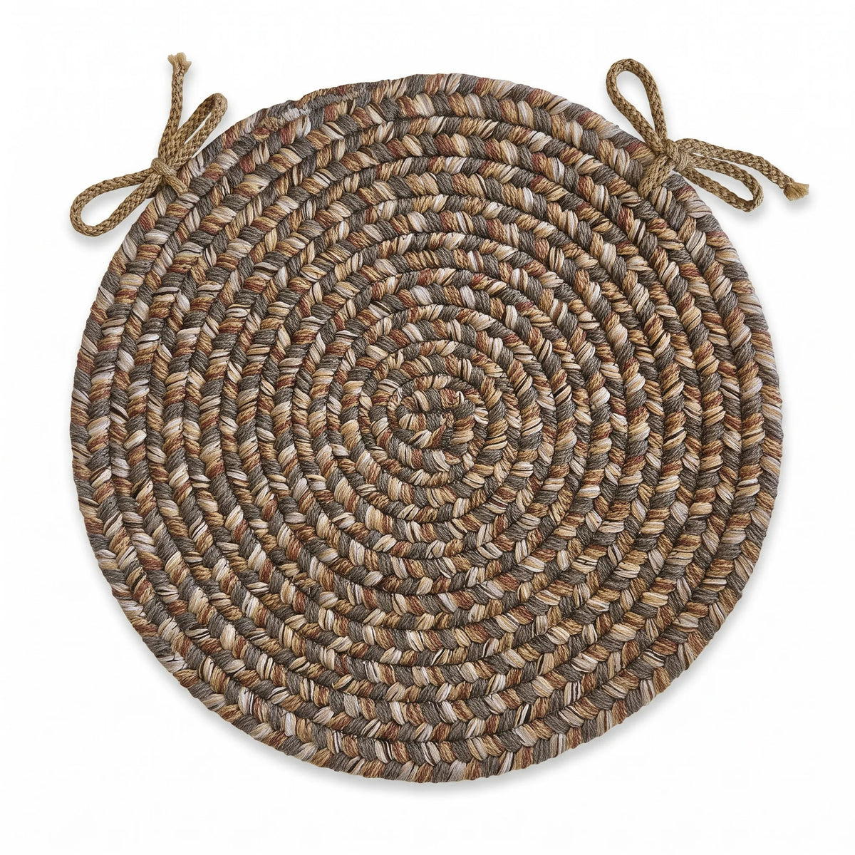 Ridgewood Braided Chair Pad - Taupetone - 15 inch round with ties